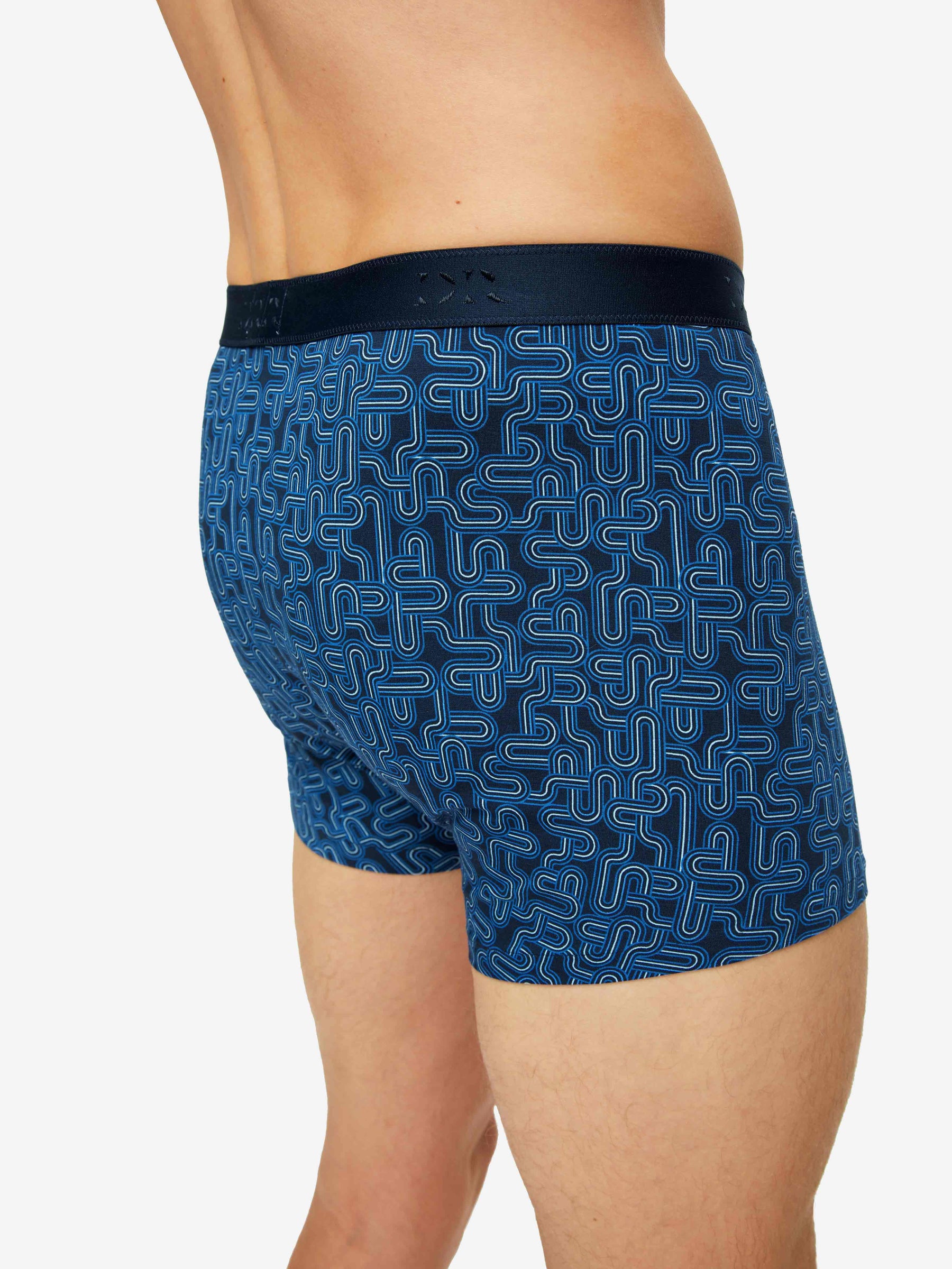 Men's Boxer Briefs Geometric Pima Cotton Stretch Navy