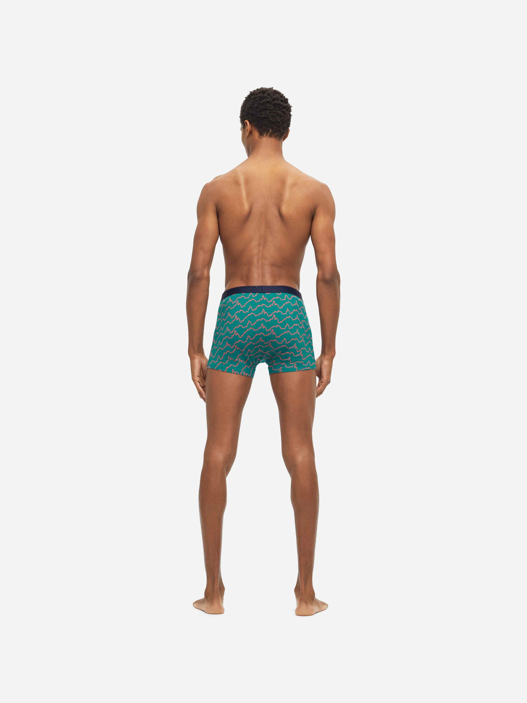 Men's Boxer Briefs Zigzag Pima Cotton Stretch Green