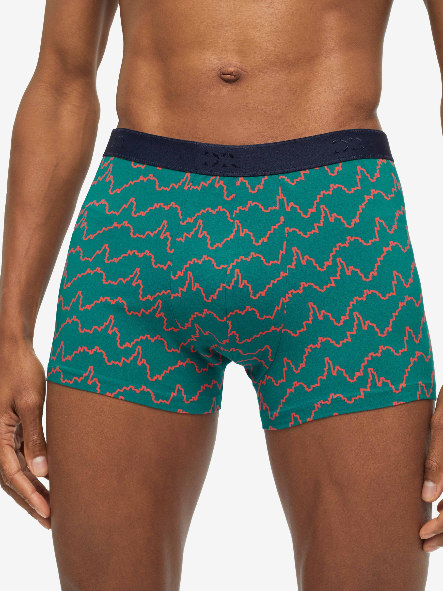 Men's Boxer Briefs Zigzag Pima Cotton Stretch Green