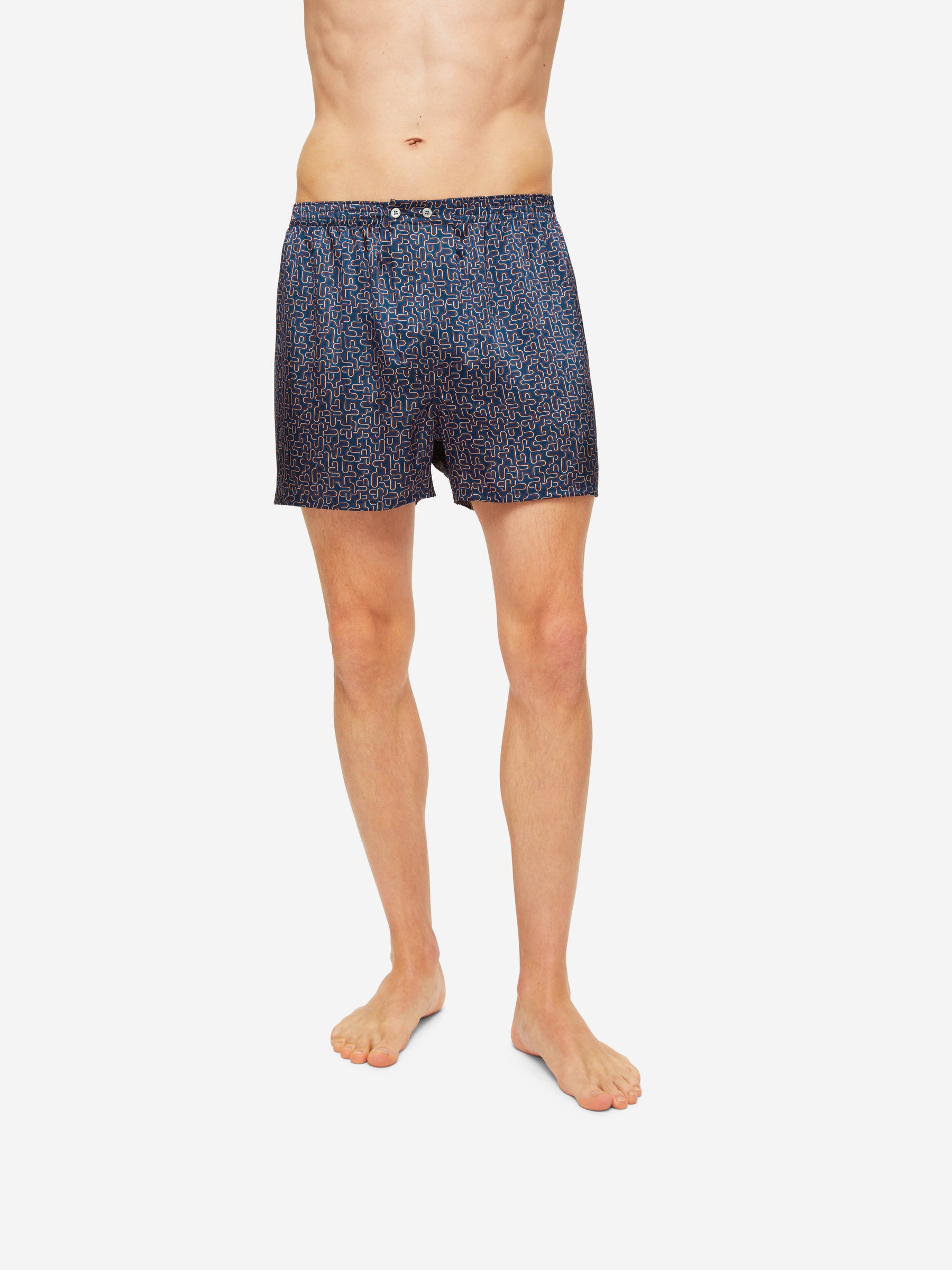 Men's Classic Fit Boxers Brindisi 80 Silk Satin Navy