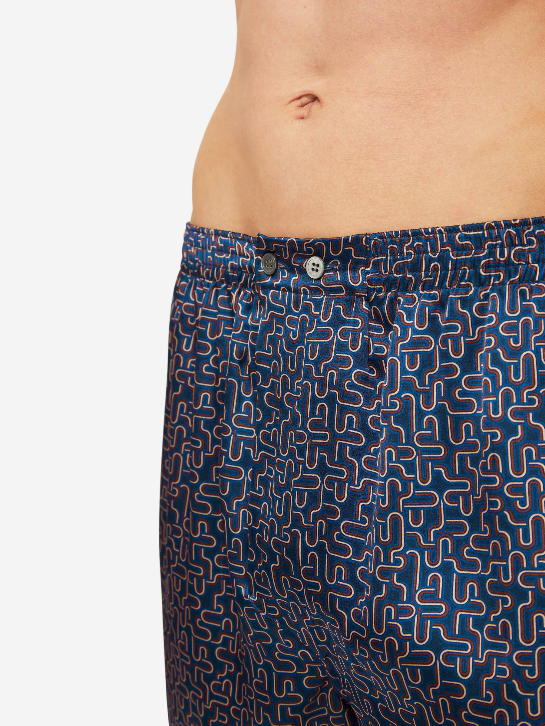 Men's Classic Fit Boxers Brindisi 80 Silk Satin Navy