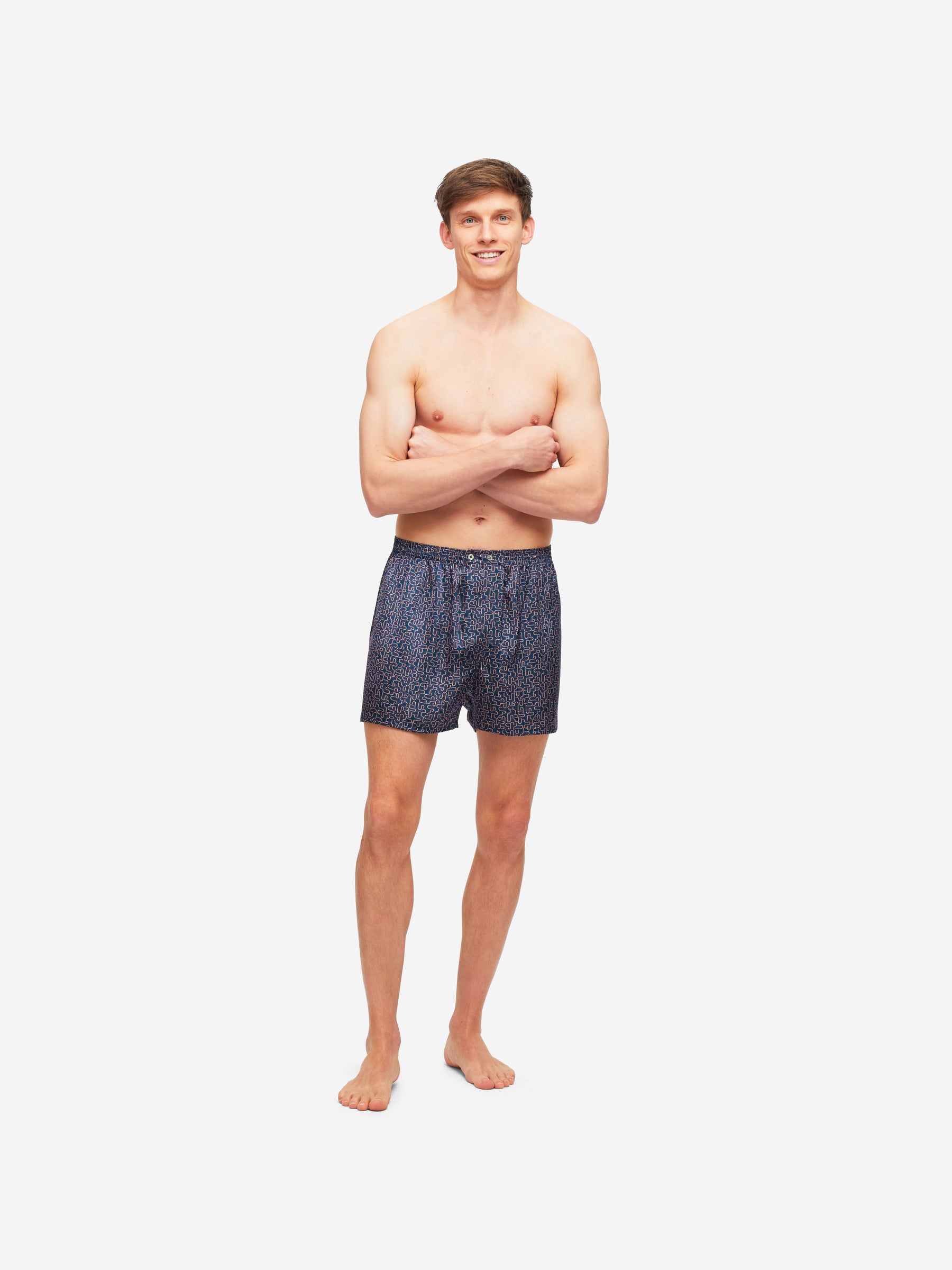 Men's Classic Fit Boxers Brindisi 80 Silk Satin Navy