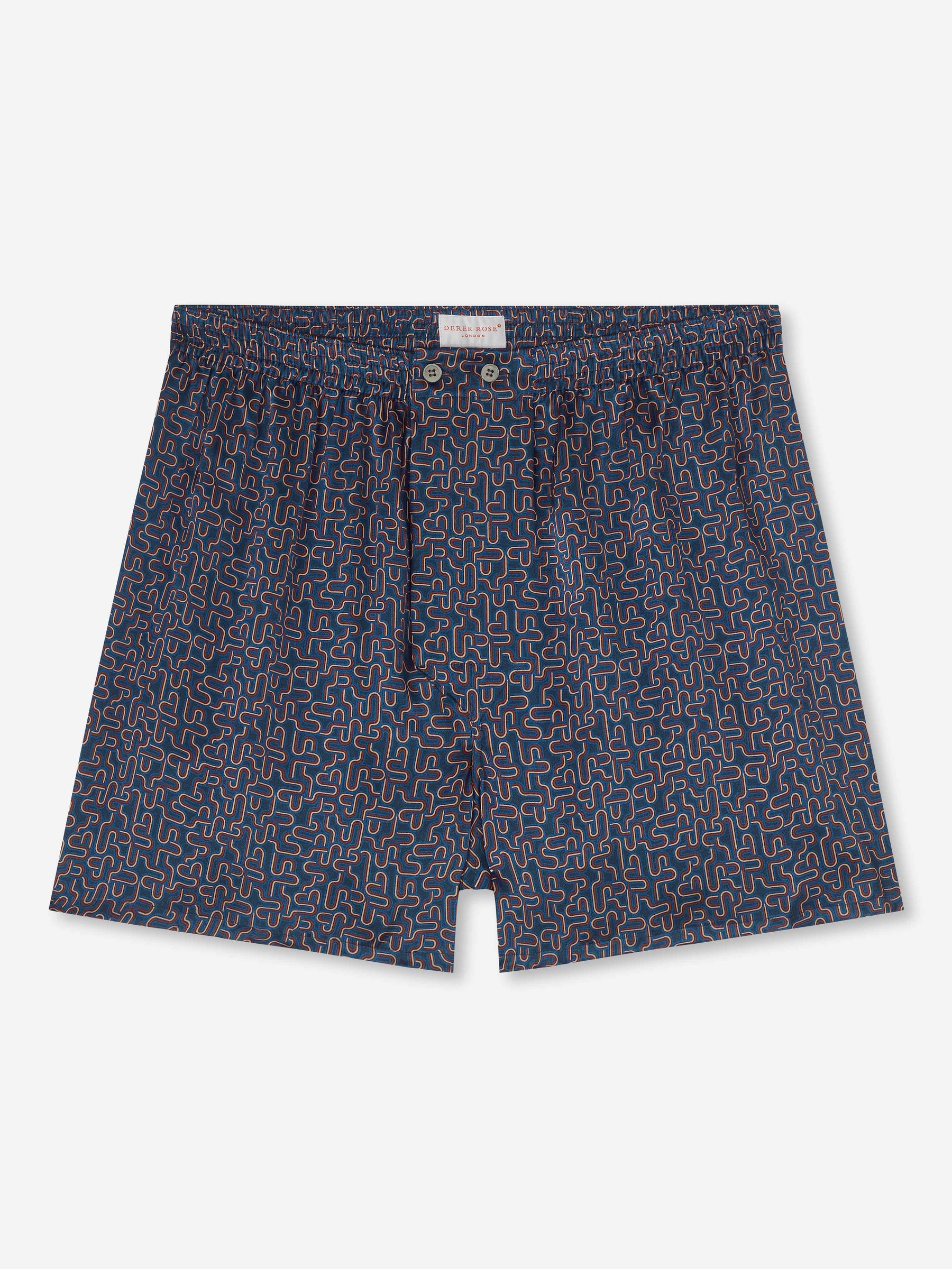 Men's Classic Fit Boxers Brindisi 80 Silk Satin Navy