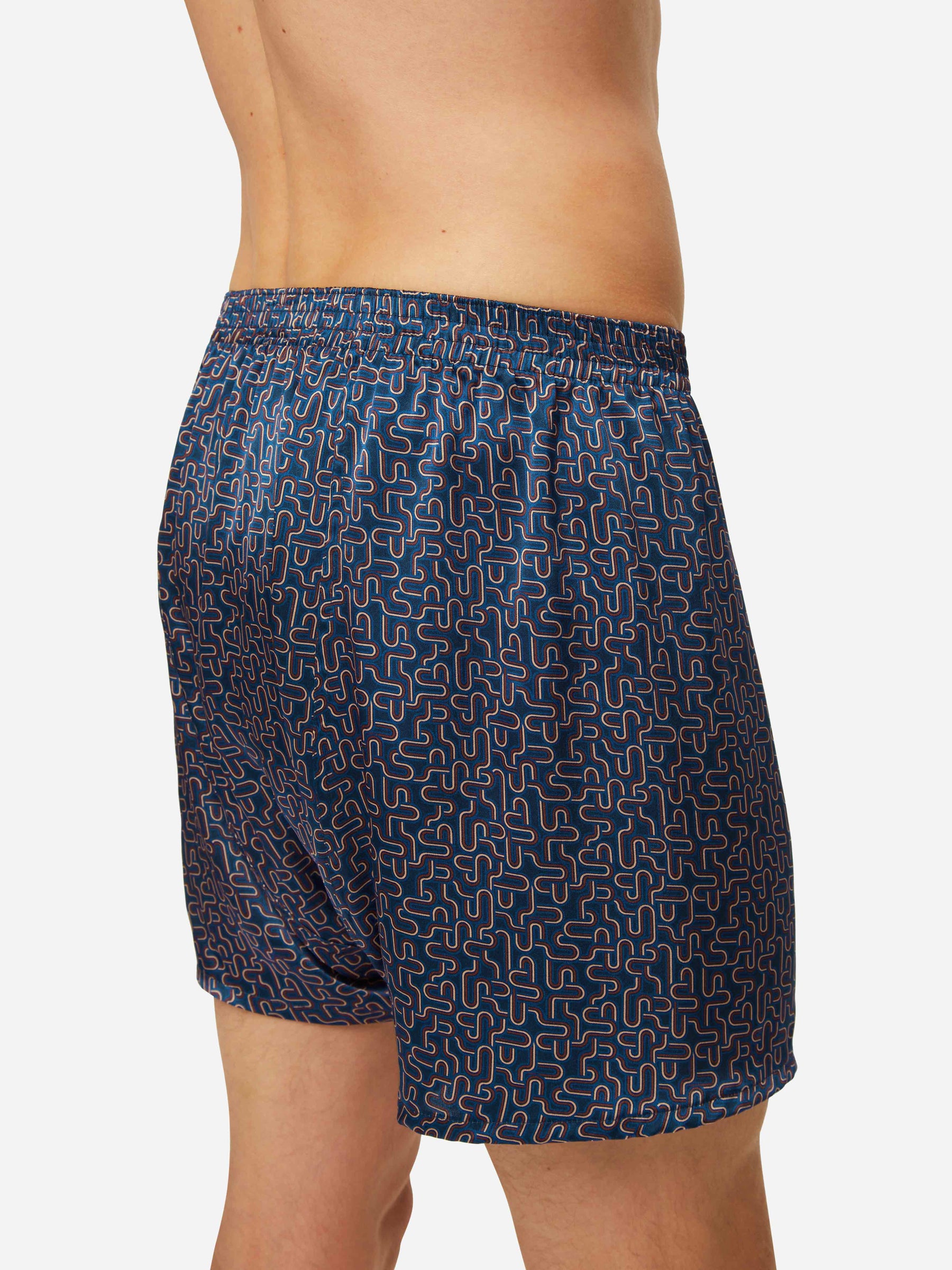 Men's Classic Fit Boxers Brindisi 80 Silk Satin Navy