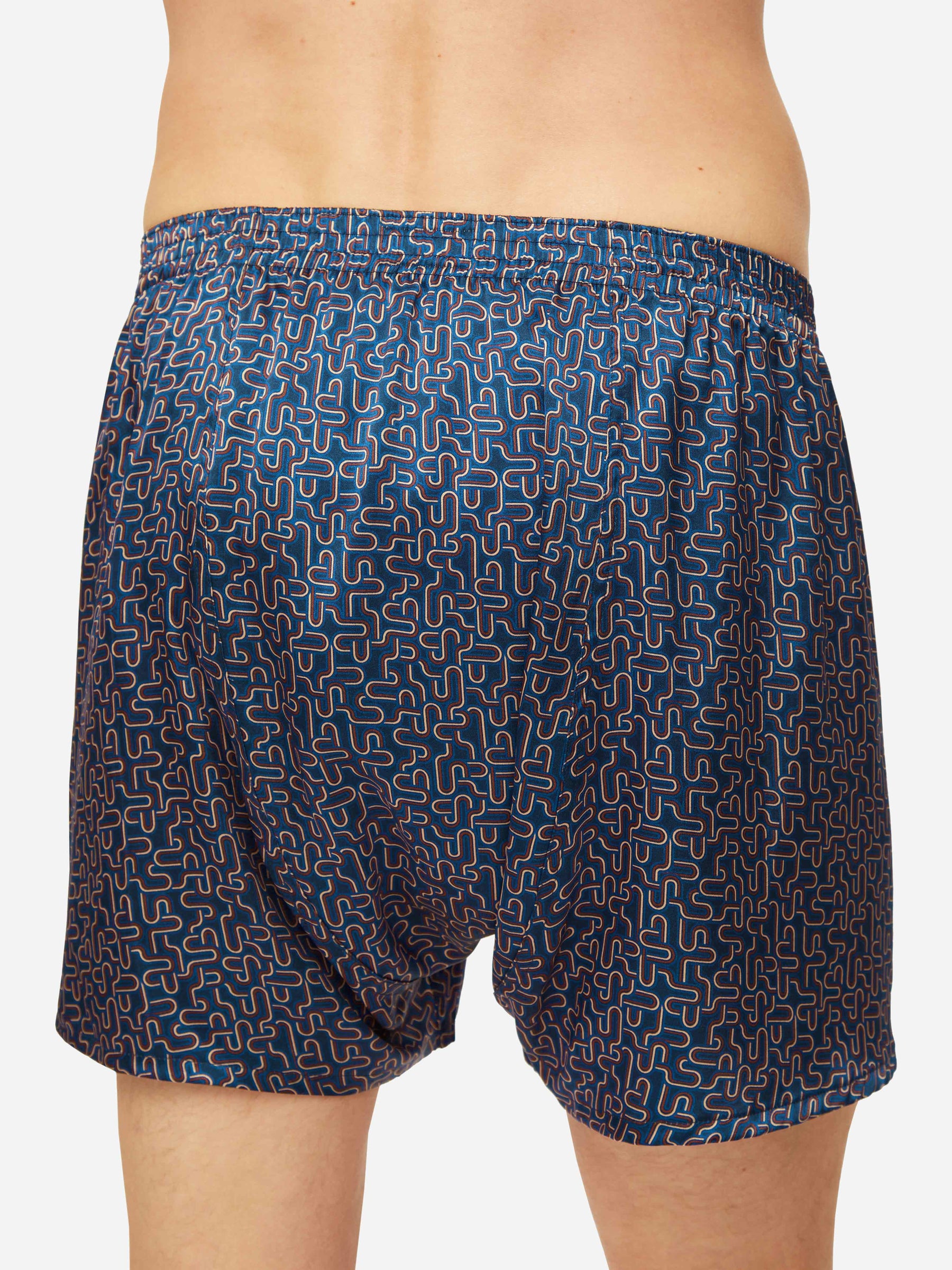 Men's Classic Fit Boxers Brindisi 80 Silk Satin Navy
