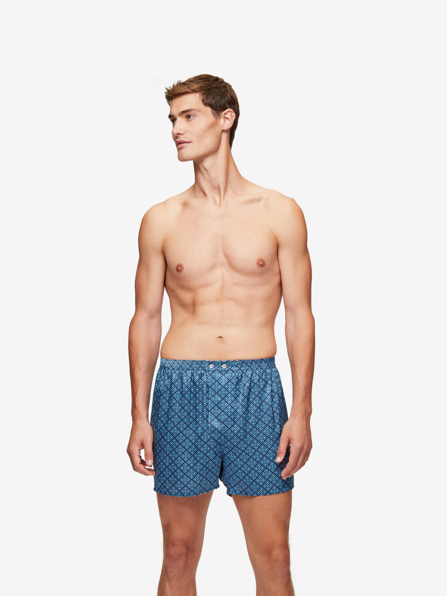 Men's Classic Fit Boxers Brindisi 89 Silk Satin Navy