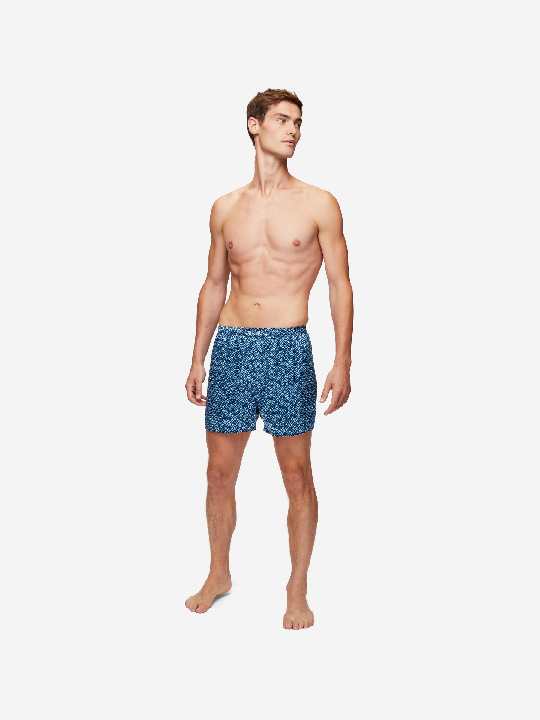 Men's Classic Fit Boxers Brindisi 89 Silk Satin Navy