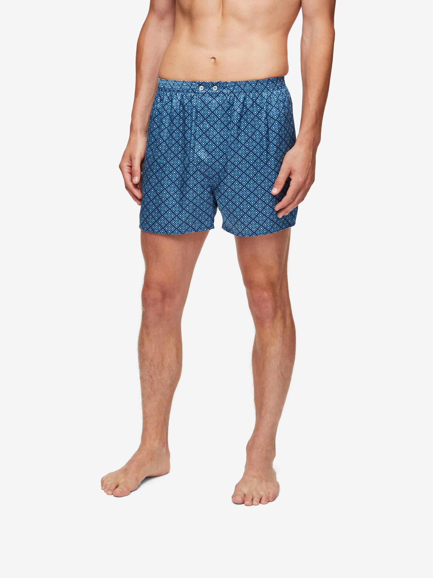 Men's Classic Fit Boxers Brindisi 89 Silk Satin Navy