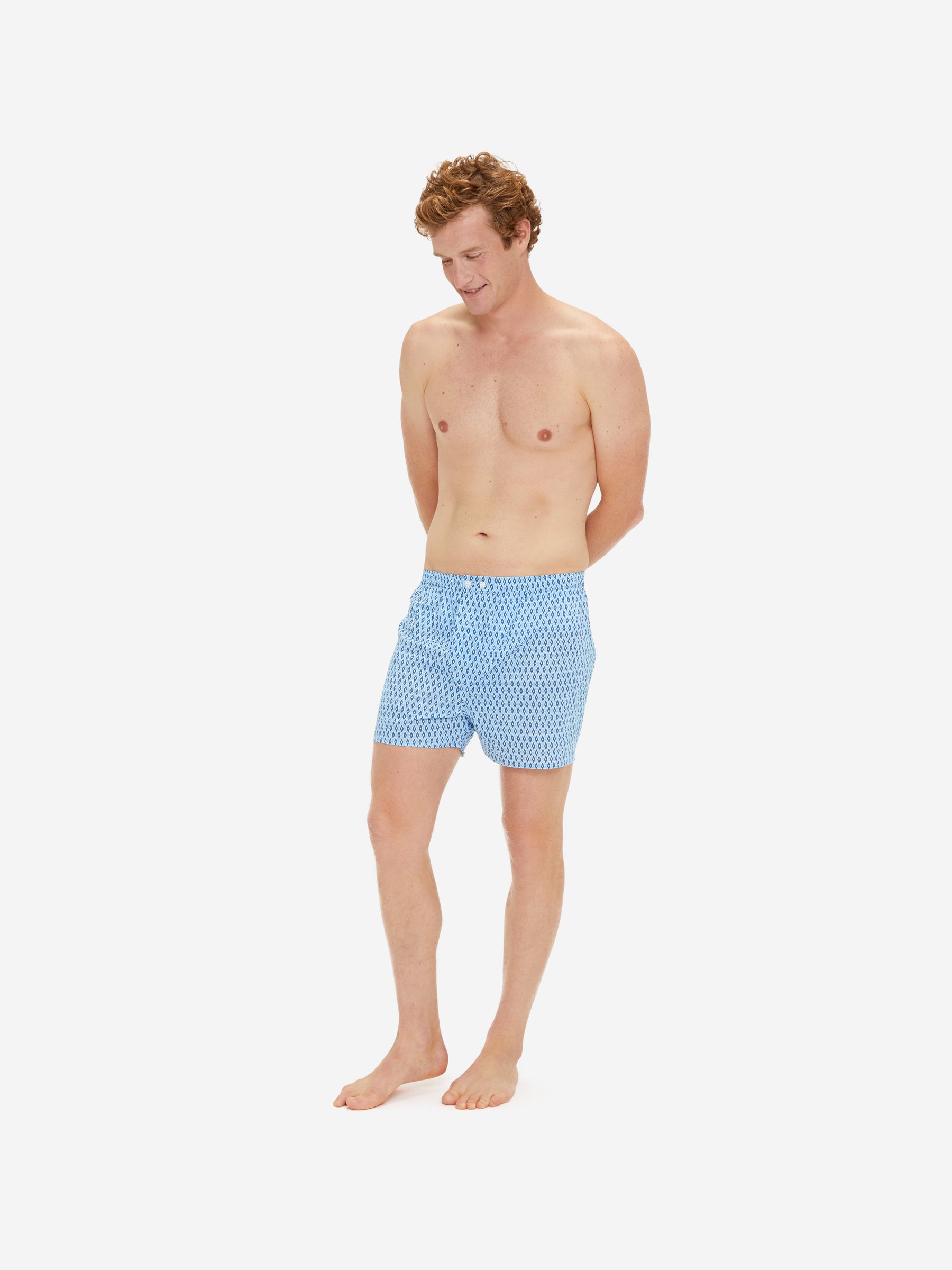 Men's Classic Fit Boxers Nelson 87 Cotton Batiste Blue