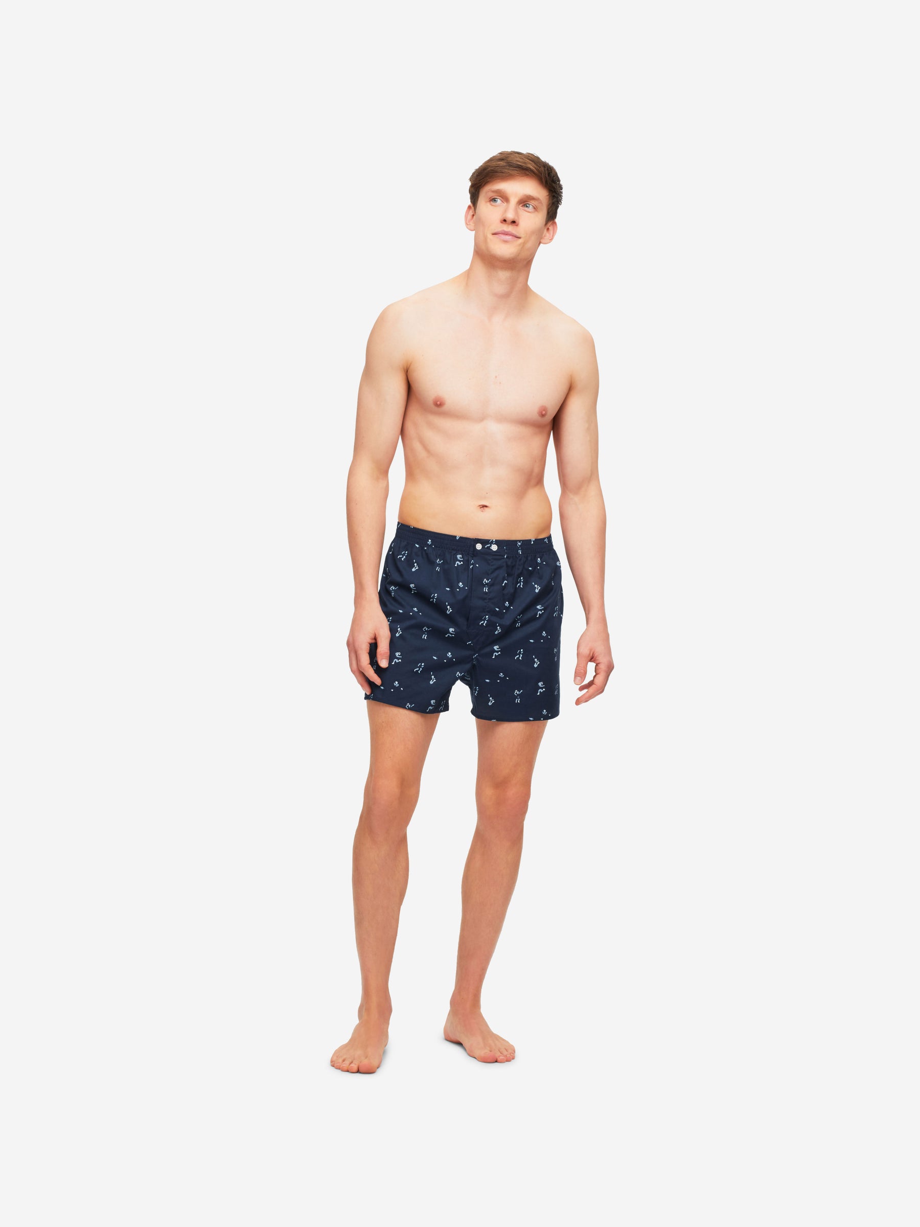 Men's Classic Fit Boxers Nelson 91 Cotton Batiste Navy