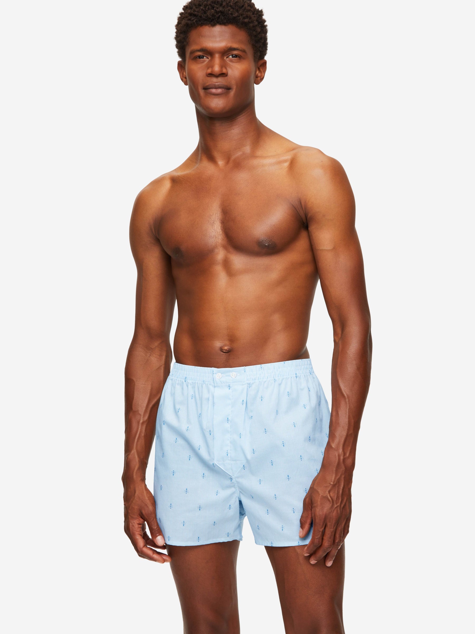 Men's Classic Fit Boxers Nelson 94 Cotton Batiste Blue