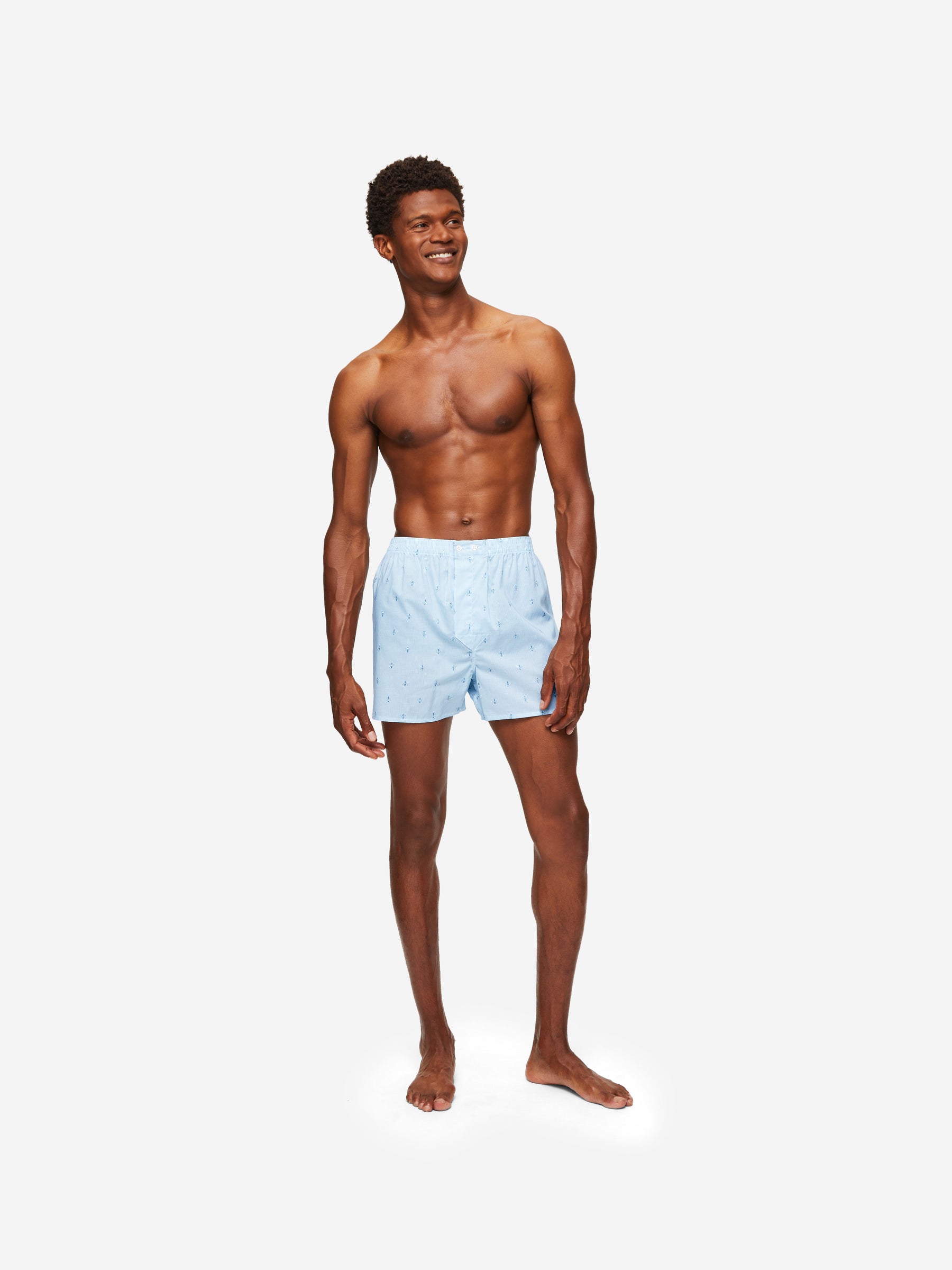Men's Classic Fit Boxers Nelson 94 Cotton Batiste Blue