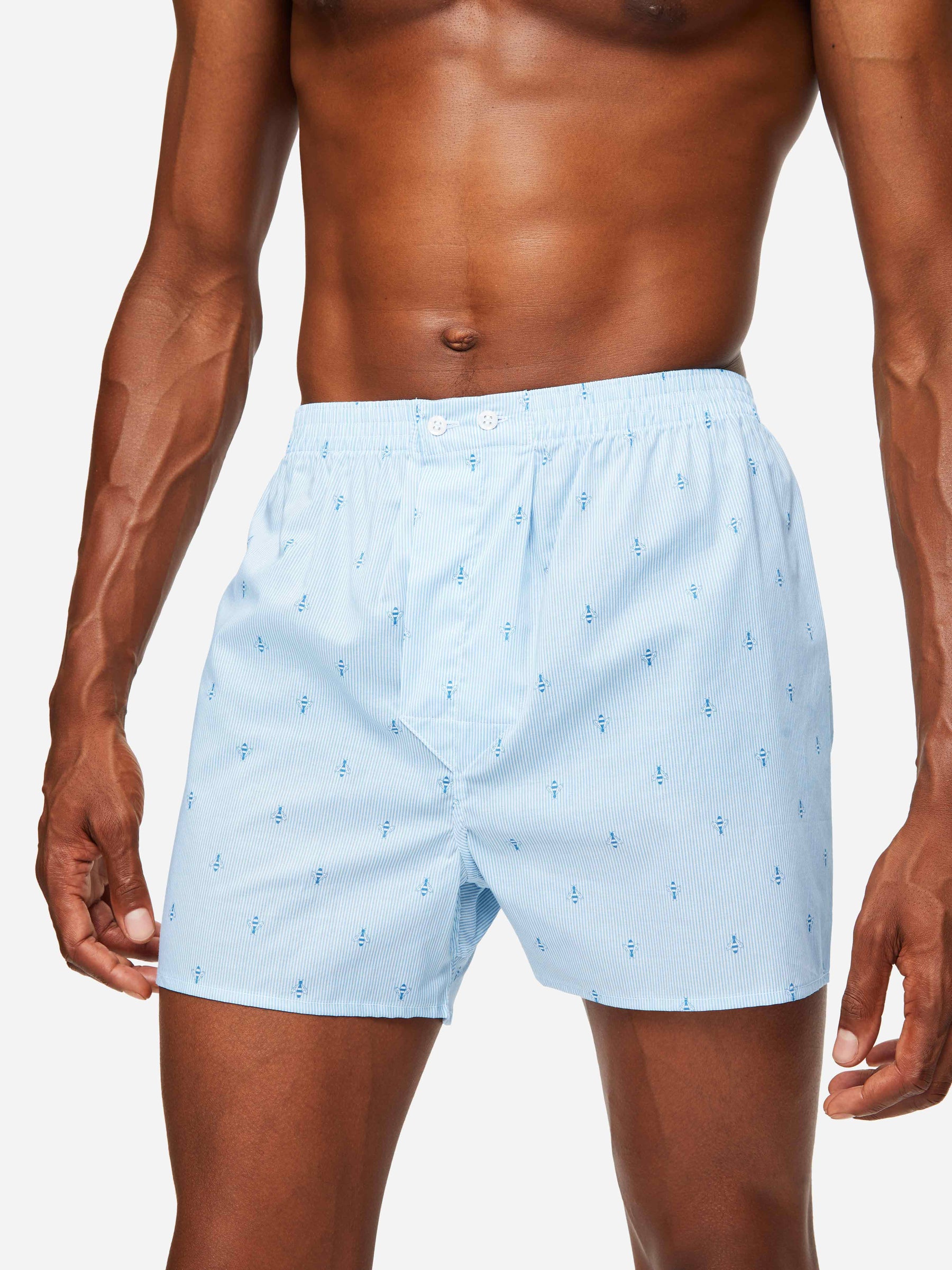 Men's Classic Fit Boxers Nelson 94 Cotton Batiste Blue