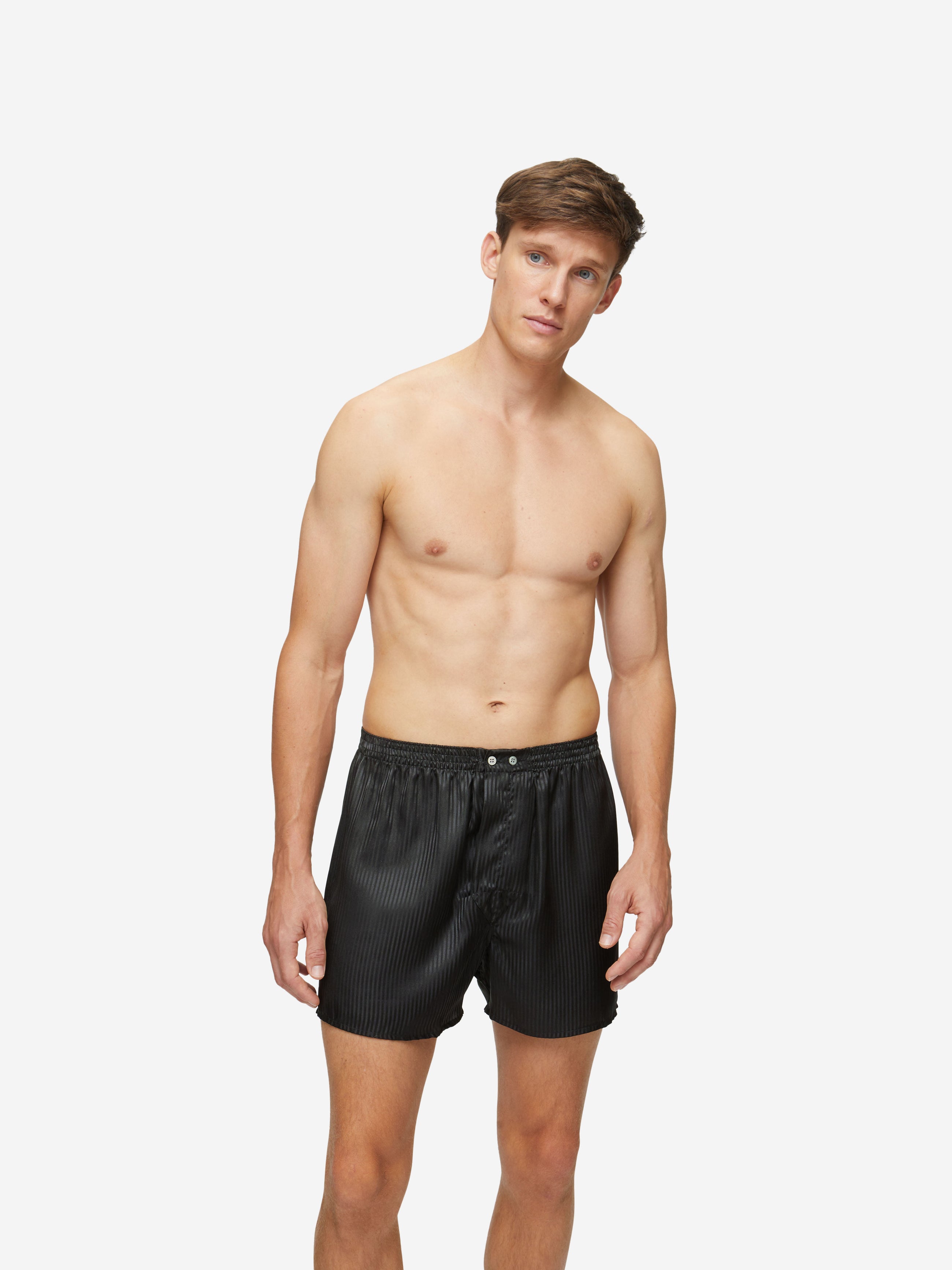 Men's Classic Fit Boxers Woburn Silk Satin Black