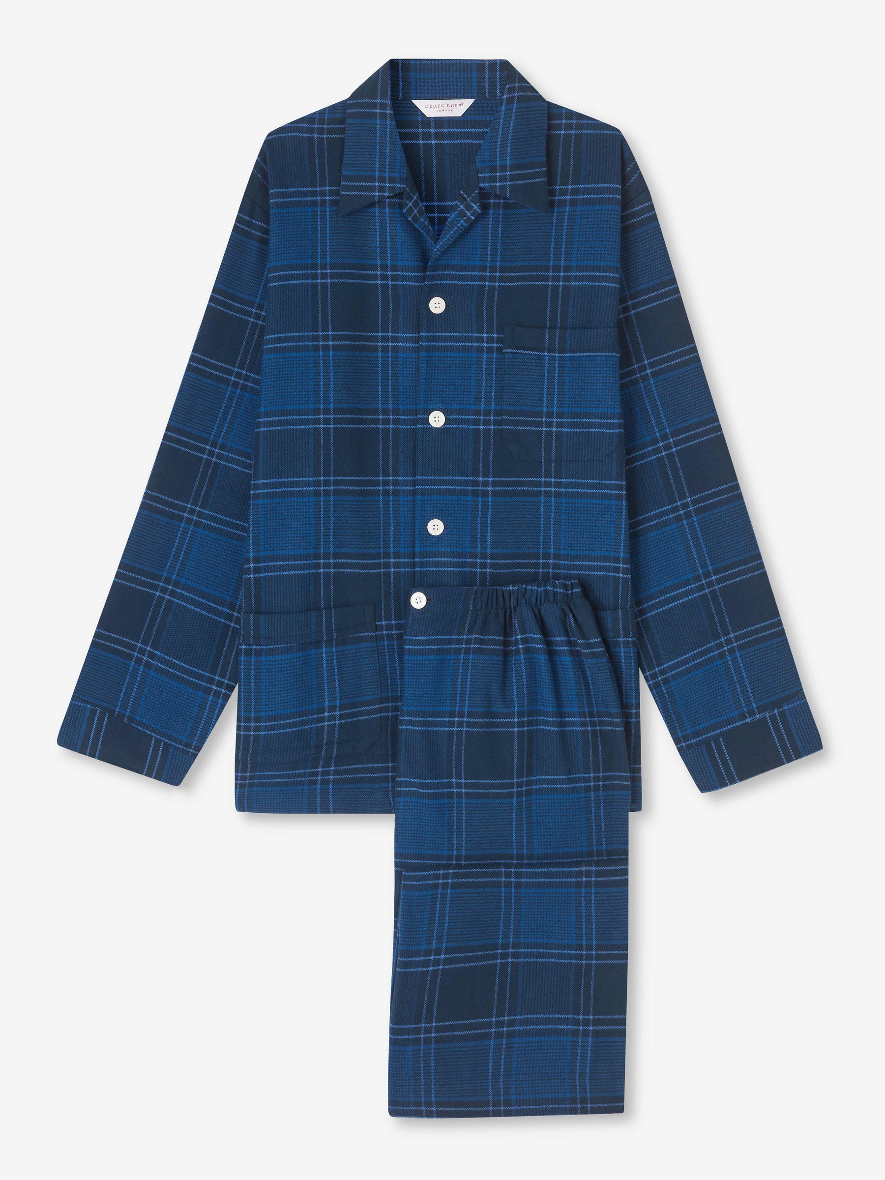 Men's Classic Fit Pyjamas Kelburn 27 Brushed Cotton Navy