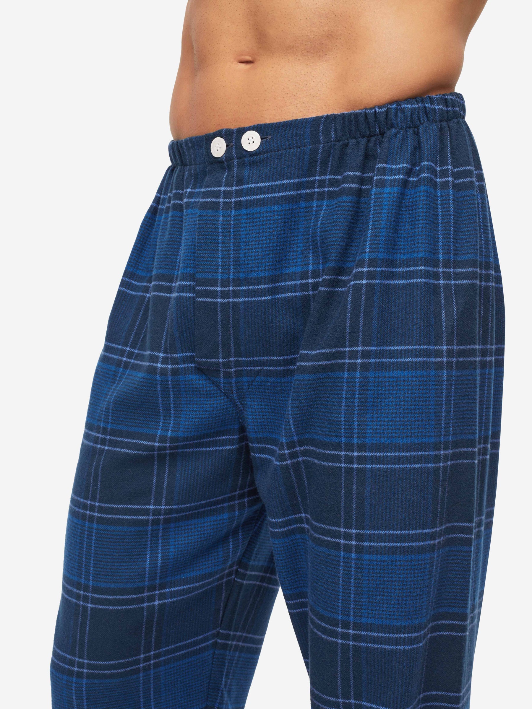 Men's Classic Fit Pyjamas Kelburn 27 Brushed Cotton Navy