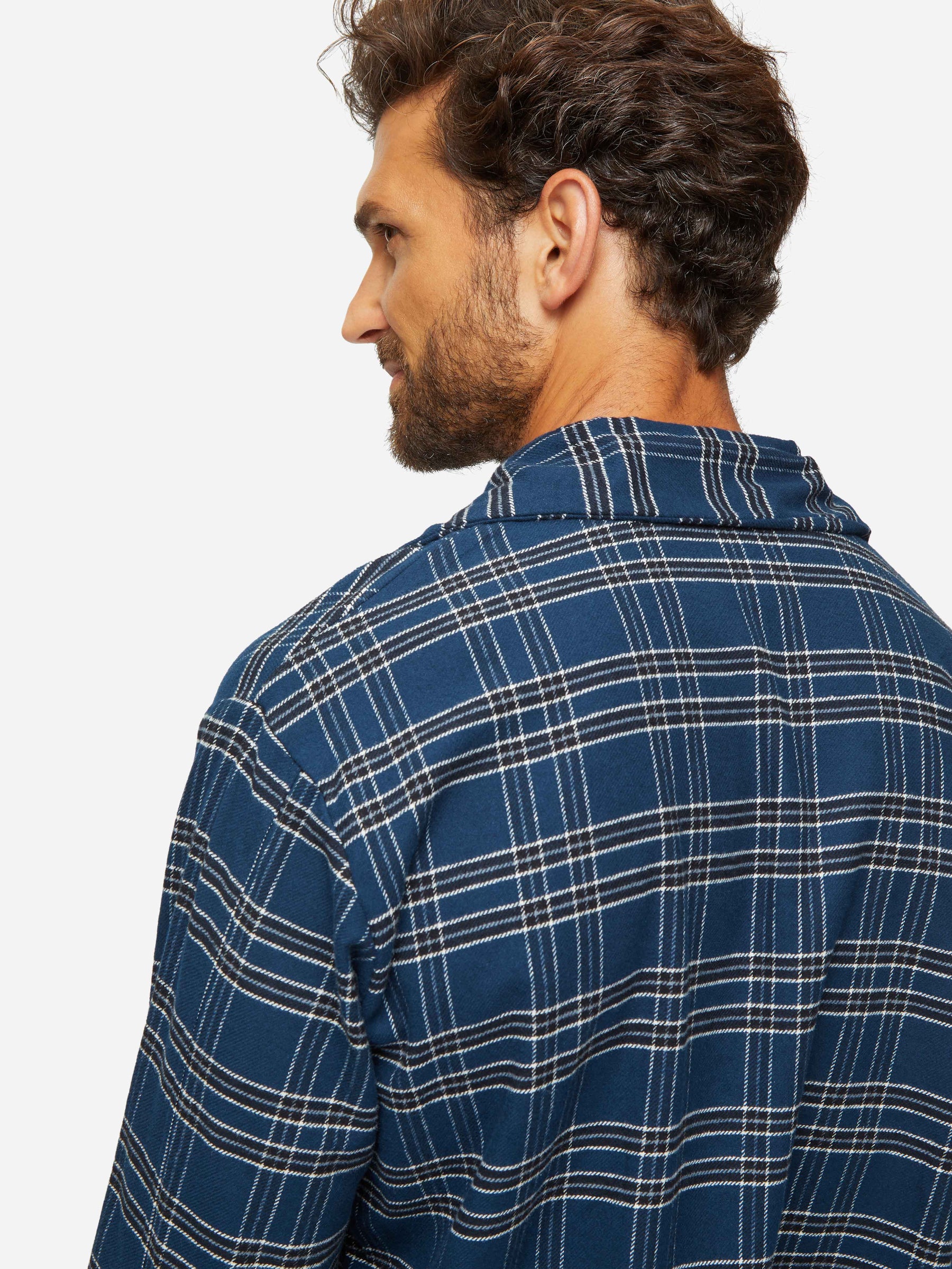 Men's Classic Fit Pyjamas Kelburn 30 Brushed Cotton Navy