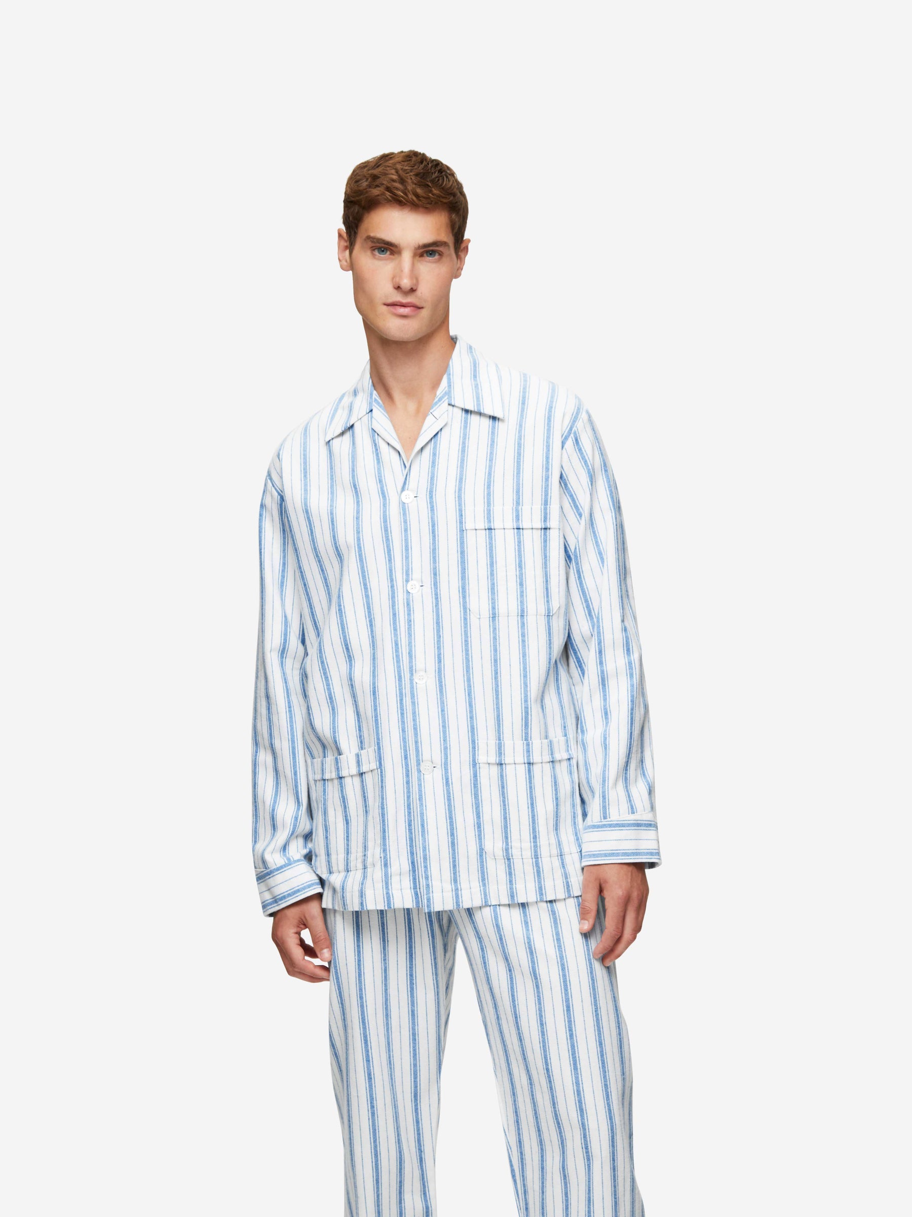 Men's Classic Fit Pyjamas Kelburn 31 Brushed Cotton Blue
