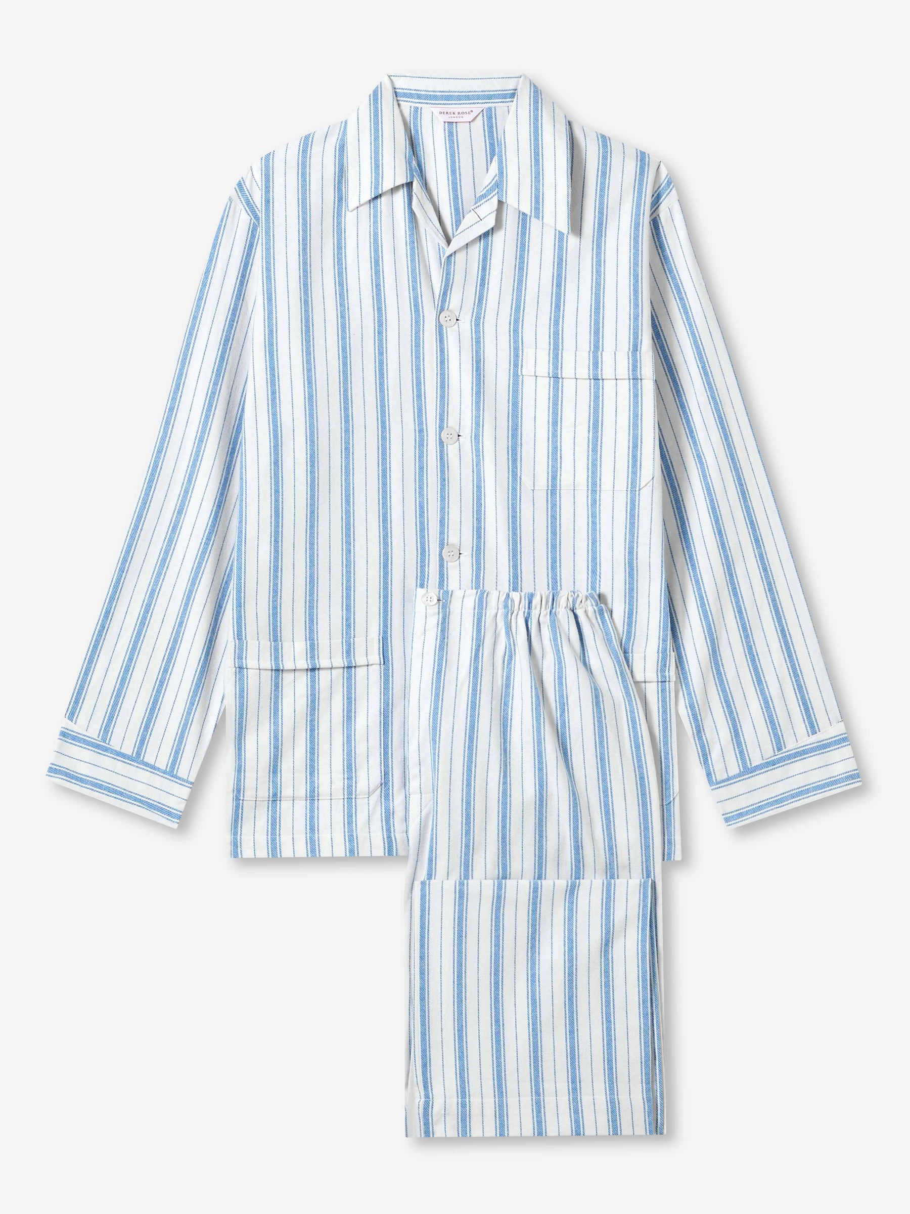 Men's Classic Fit Pyjamas Kelburn 31 Brushed Cotton Blue