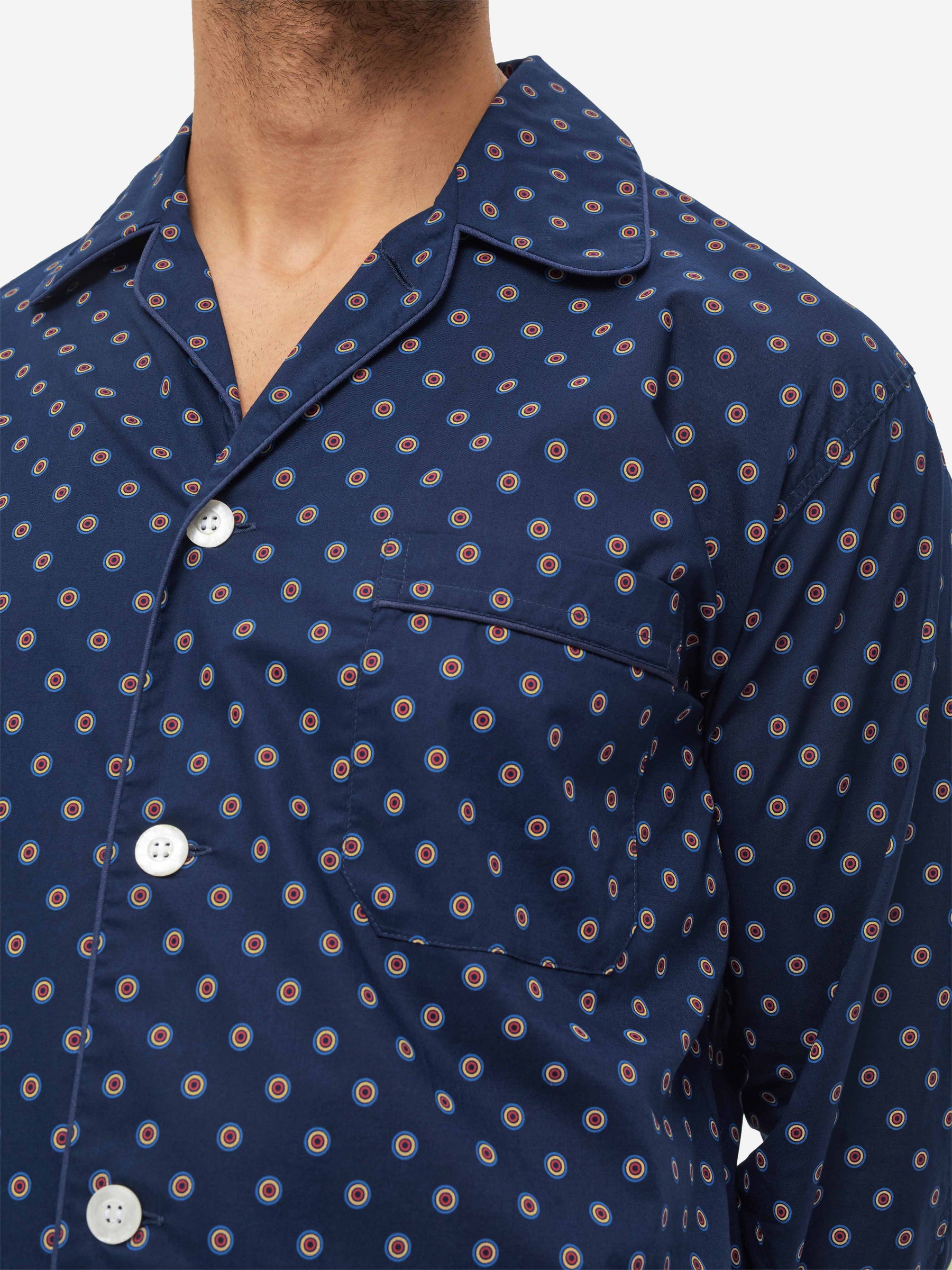 Men's Classic Fit Pyjamas Nelson 90 Cotton Batiste Navy