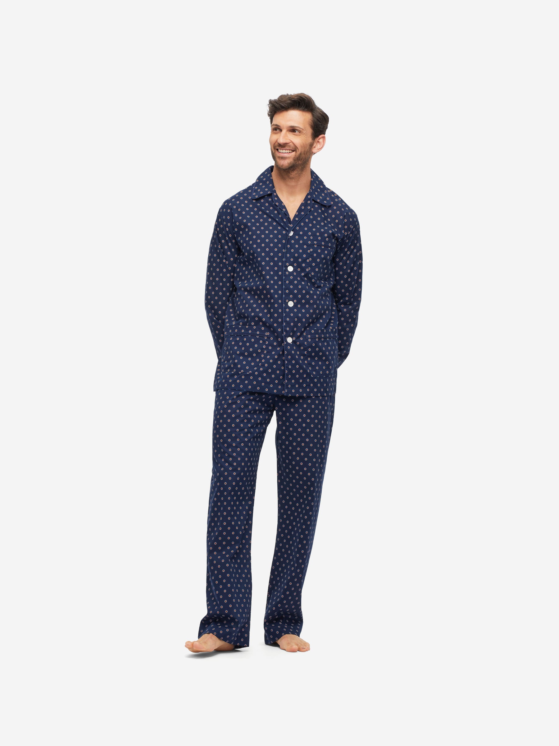 Men's Classic Fit Pyjamas Nelson 90 Cotton Batiste Navy