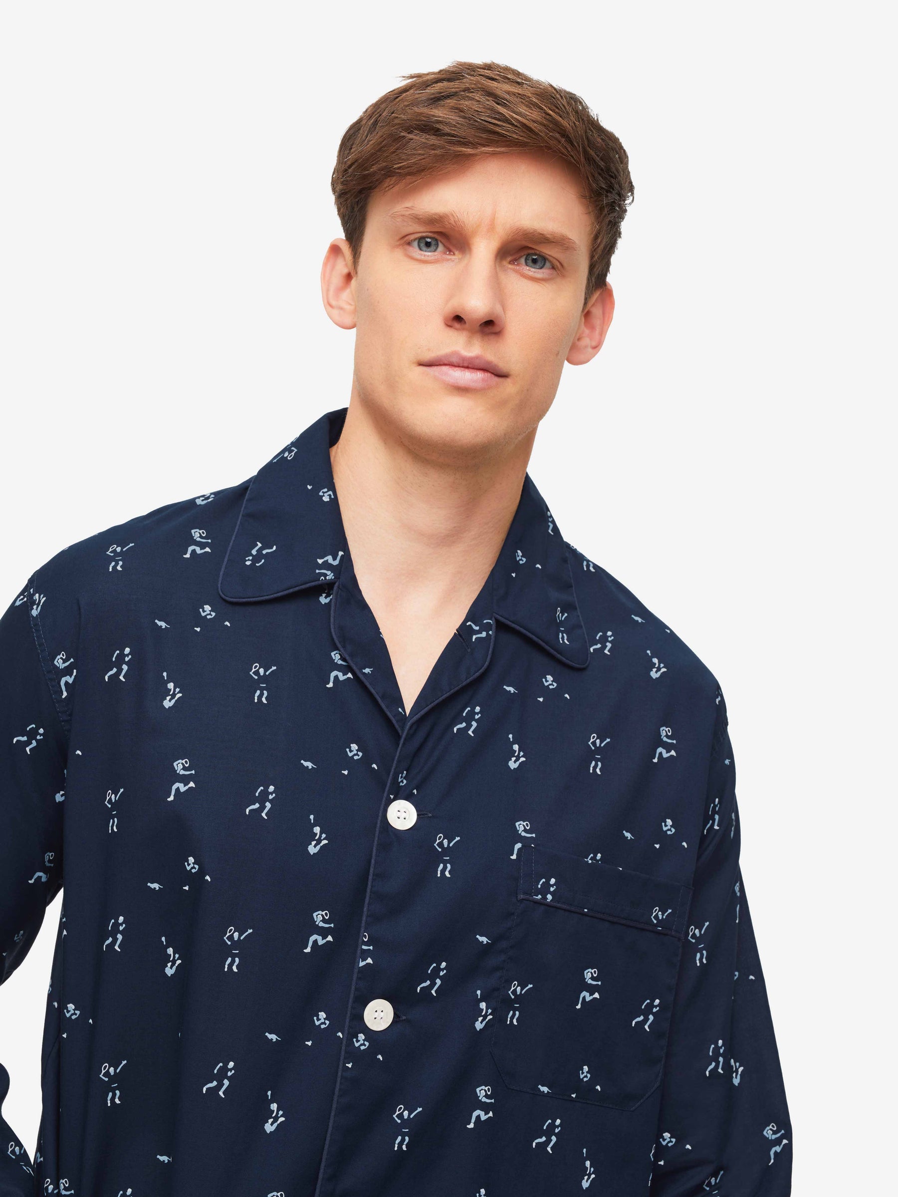 Men's Classic Fit Pyjamas Nelson 91 Cotton Batiste Navy