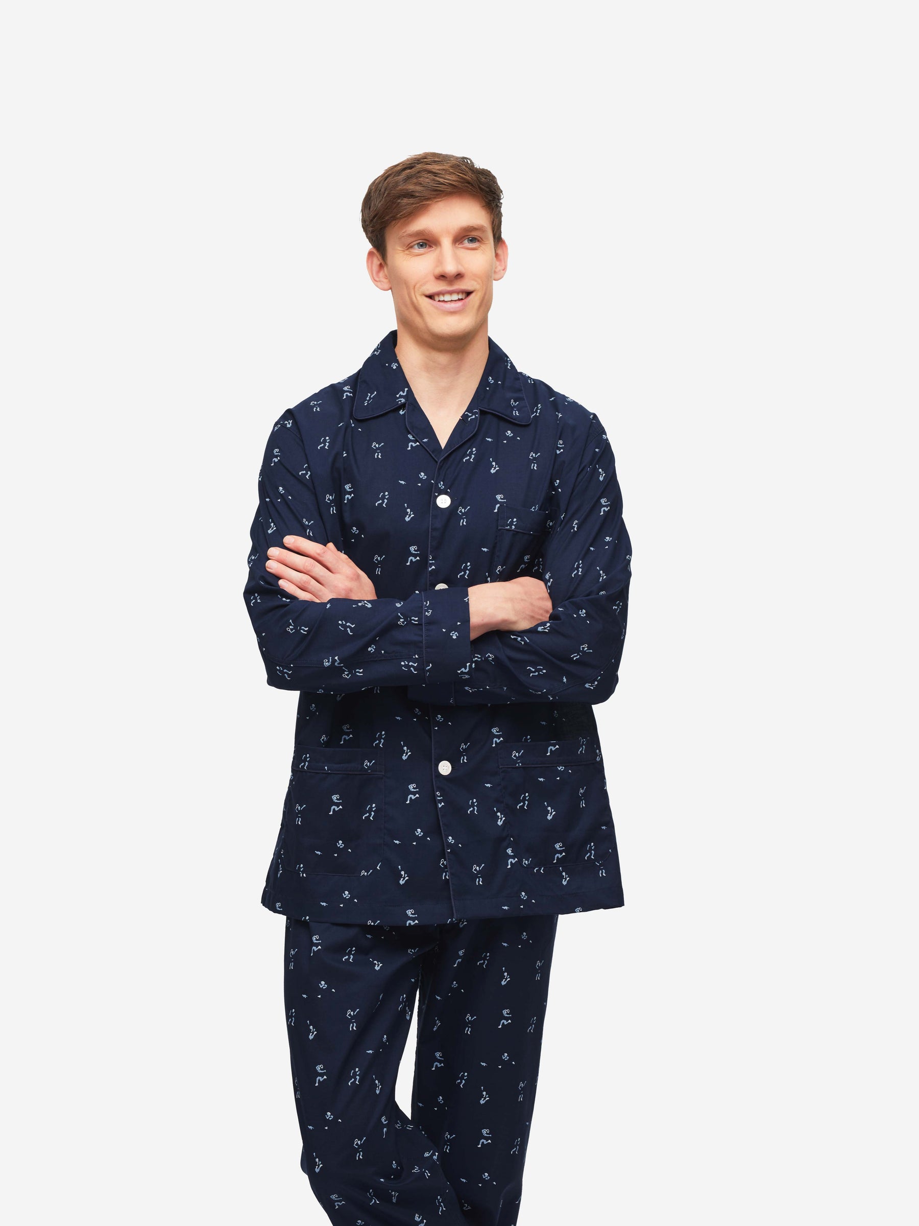 Men's Classic Fit Pyjamas Nelson 91 Cotton Batiste Navy