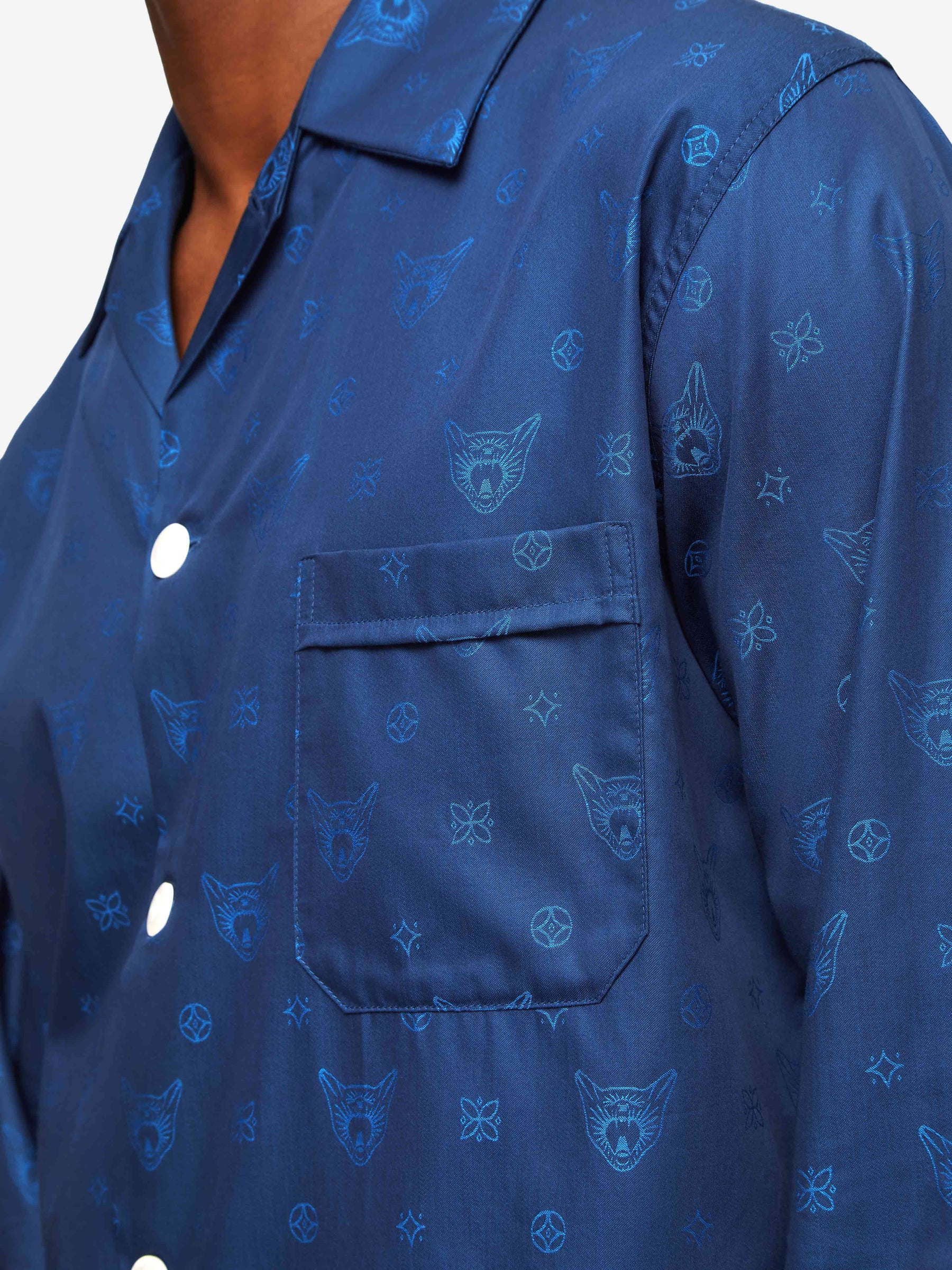 Men's Classic Fit Pyjamas Paris 24 Cotton Jacquard Navy