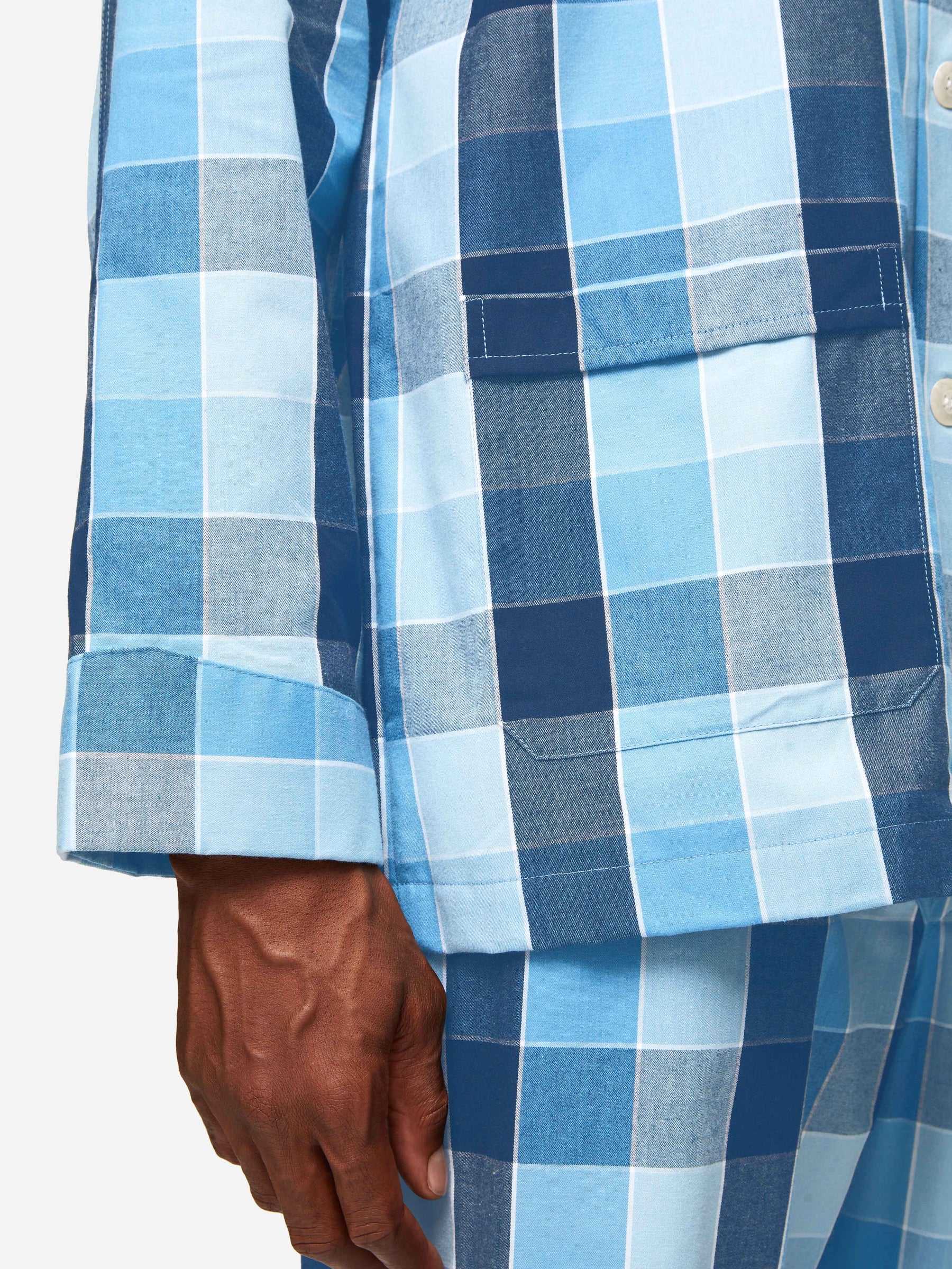Men's Classic Fit Pyjamas Ranga 45 Brushed Cotton Blue