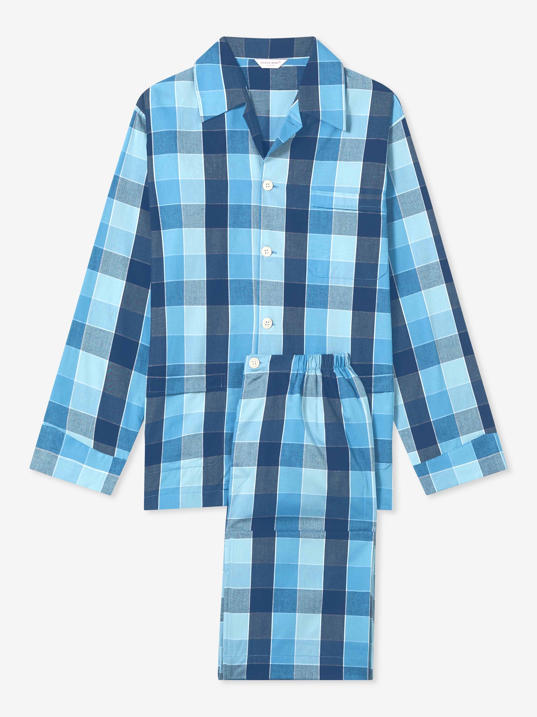 Men's Classic Fit Pyjamas Ranga 45 Brushed Cotton Blue