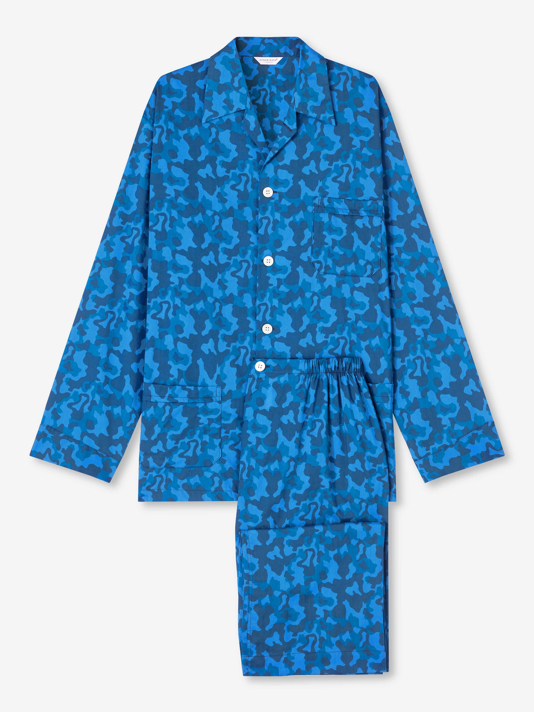 Men's Classic Fit Pyjamas Ledbury 55 Cotton Batiste Blue