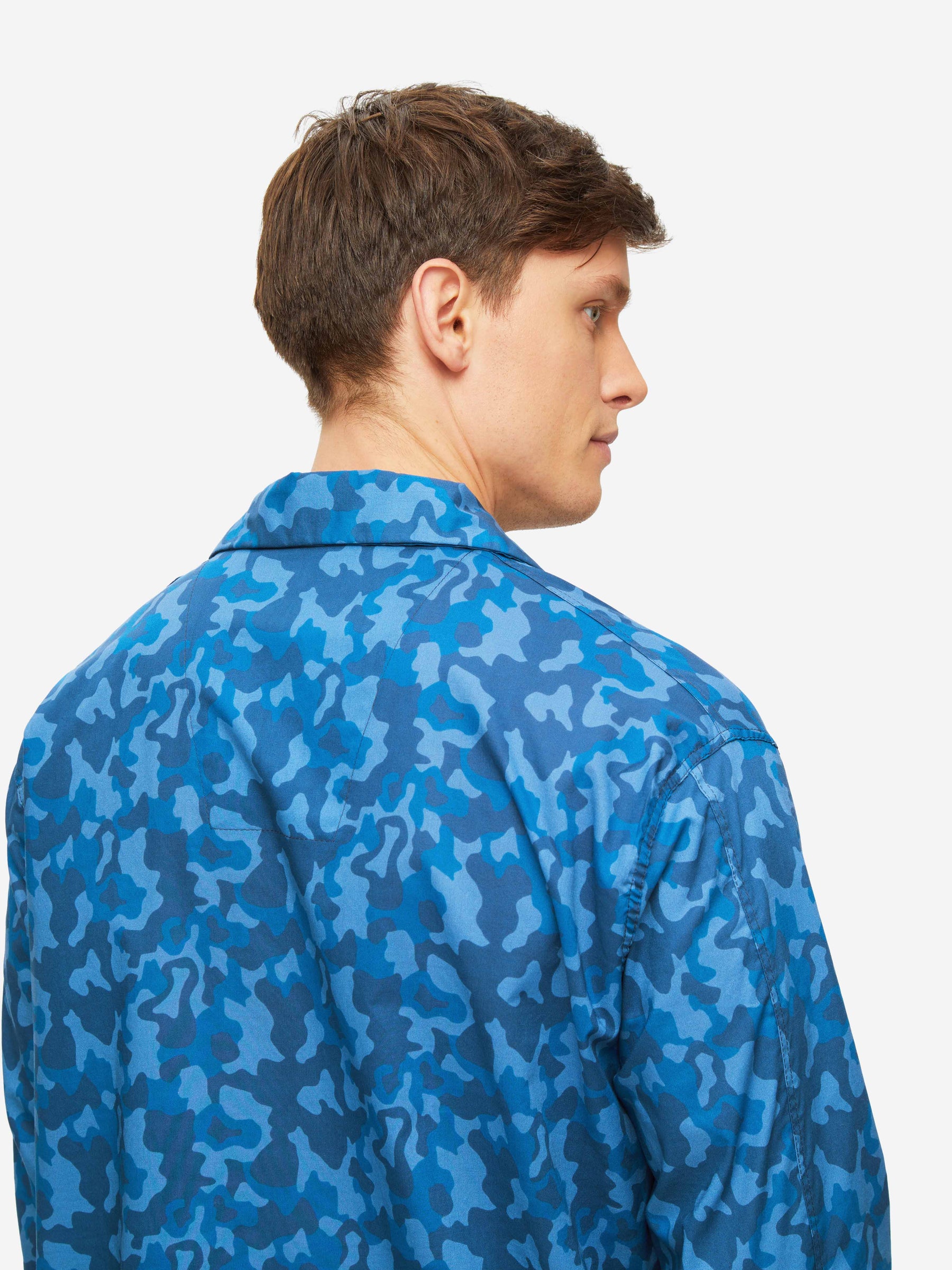 Men's Classic Fit Pyjamas Ledbury 55 Cotton Batiste Blue