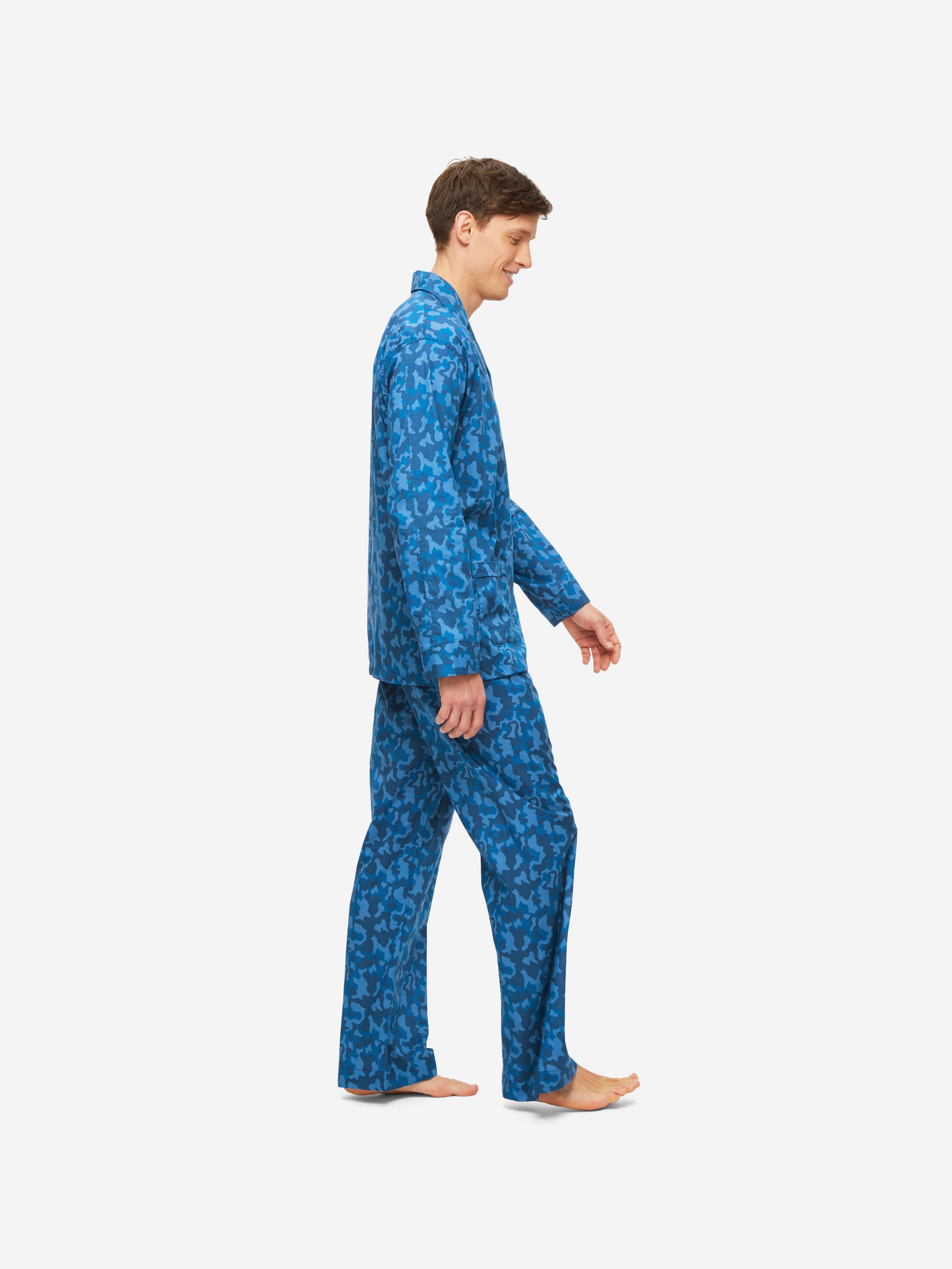 Men's Classic Fit Pyjamas Ledbury 55 Cotton Batiste Blue