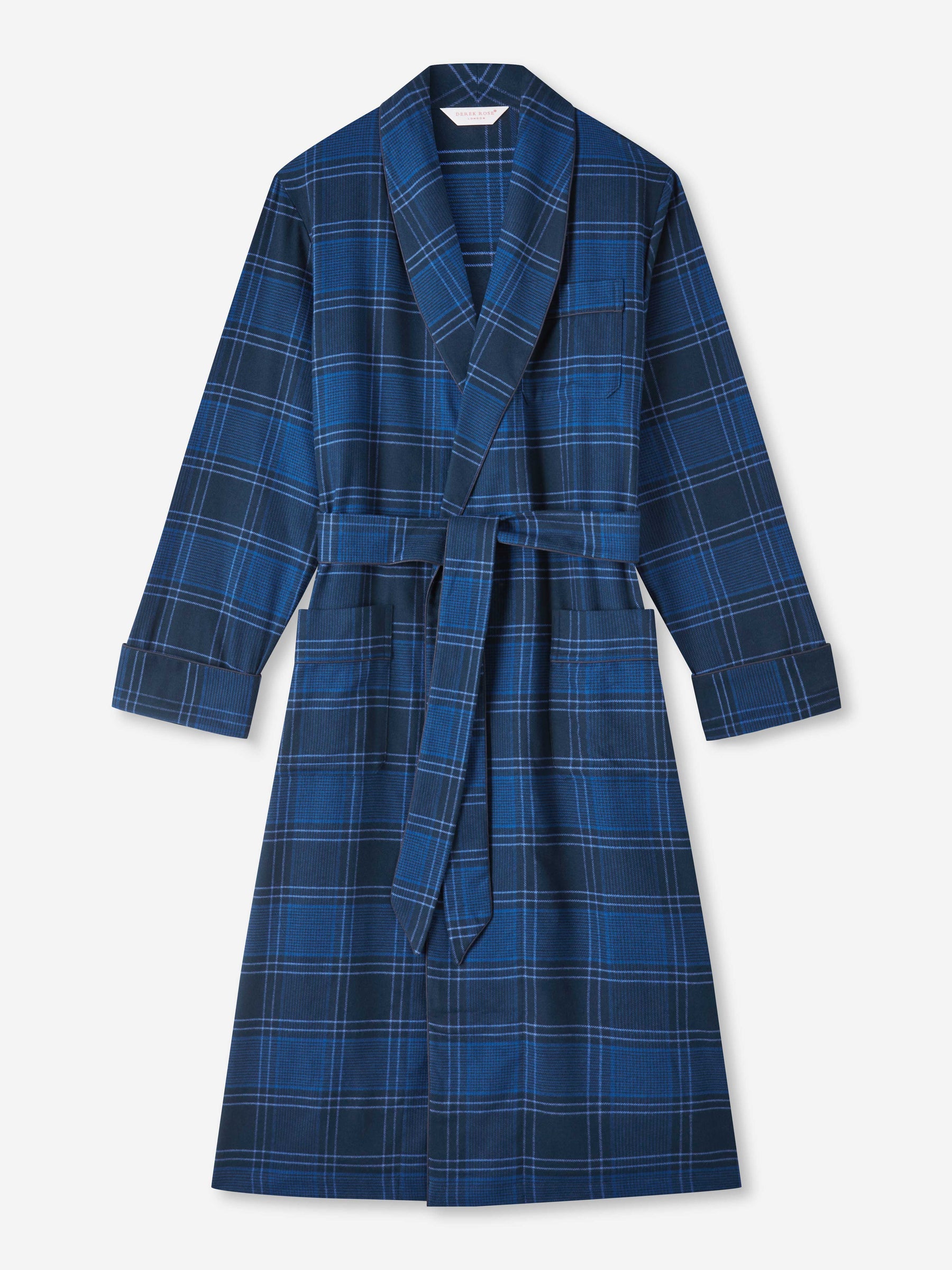 Men's Dressing Gown Kelburn 27 Brushed Cotton Navy