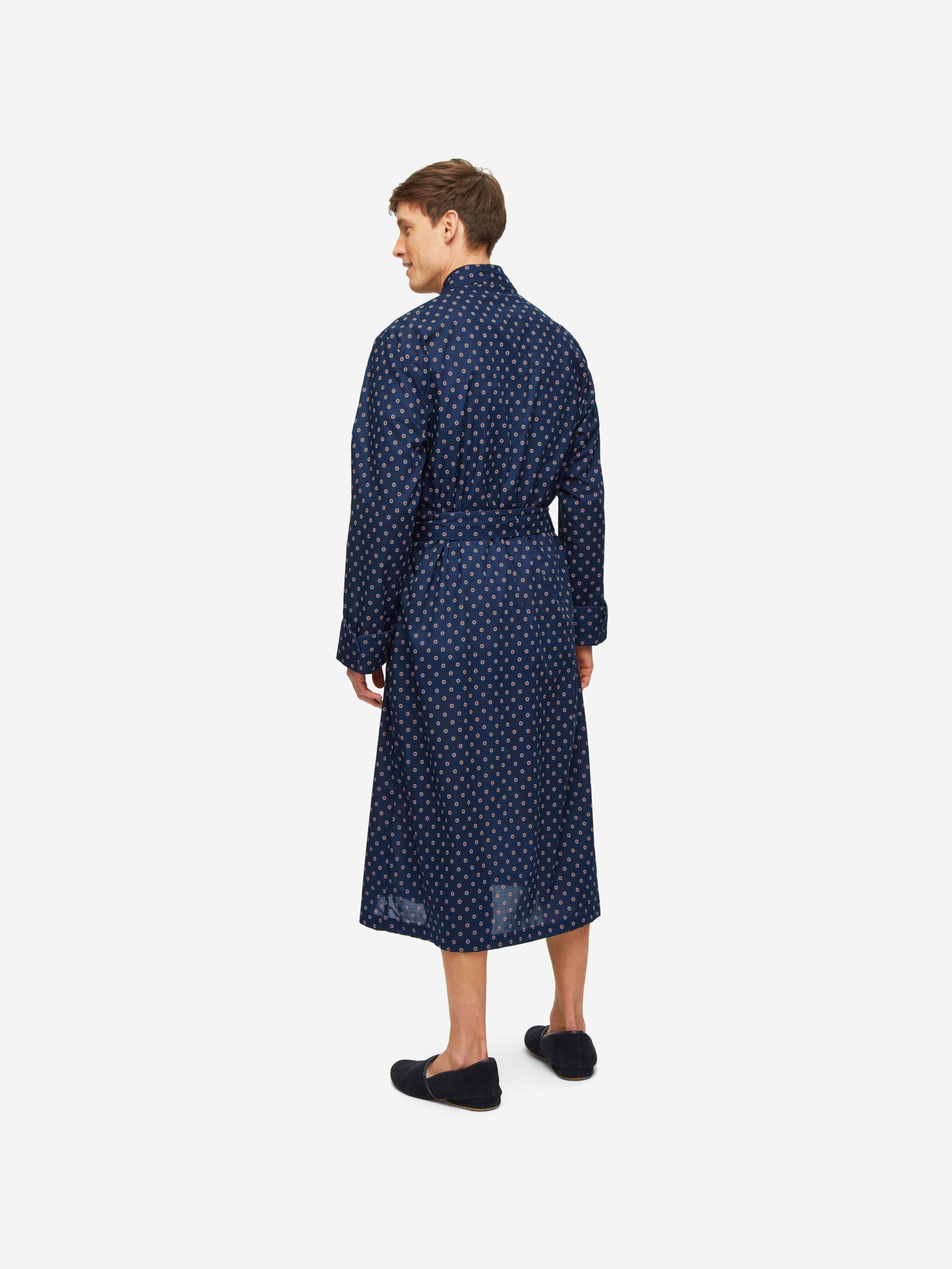 Men's Dressing Gown Nelson 90 Cotton Batiste Navy