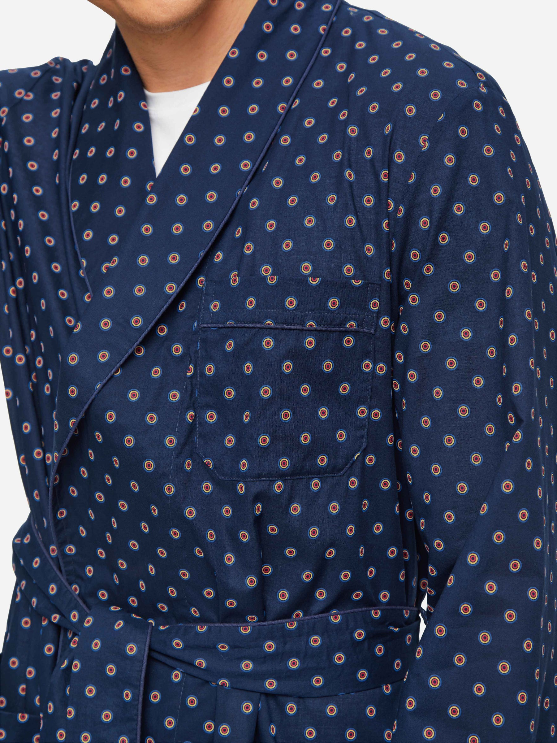 Men's Dressing Gown Nelson 90 Cotton Batiste Navy