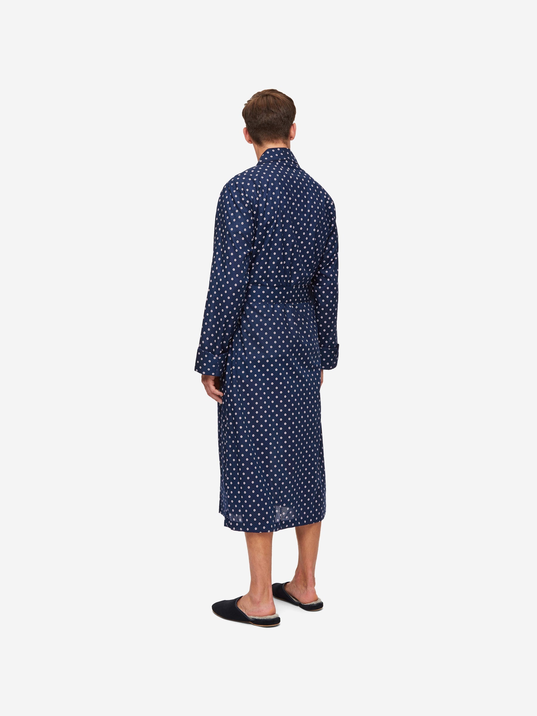 Men's Dressing Gown Nelson 93 Cotton Batiste Navy