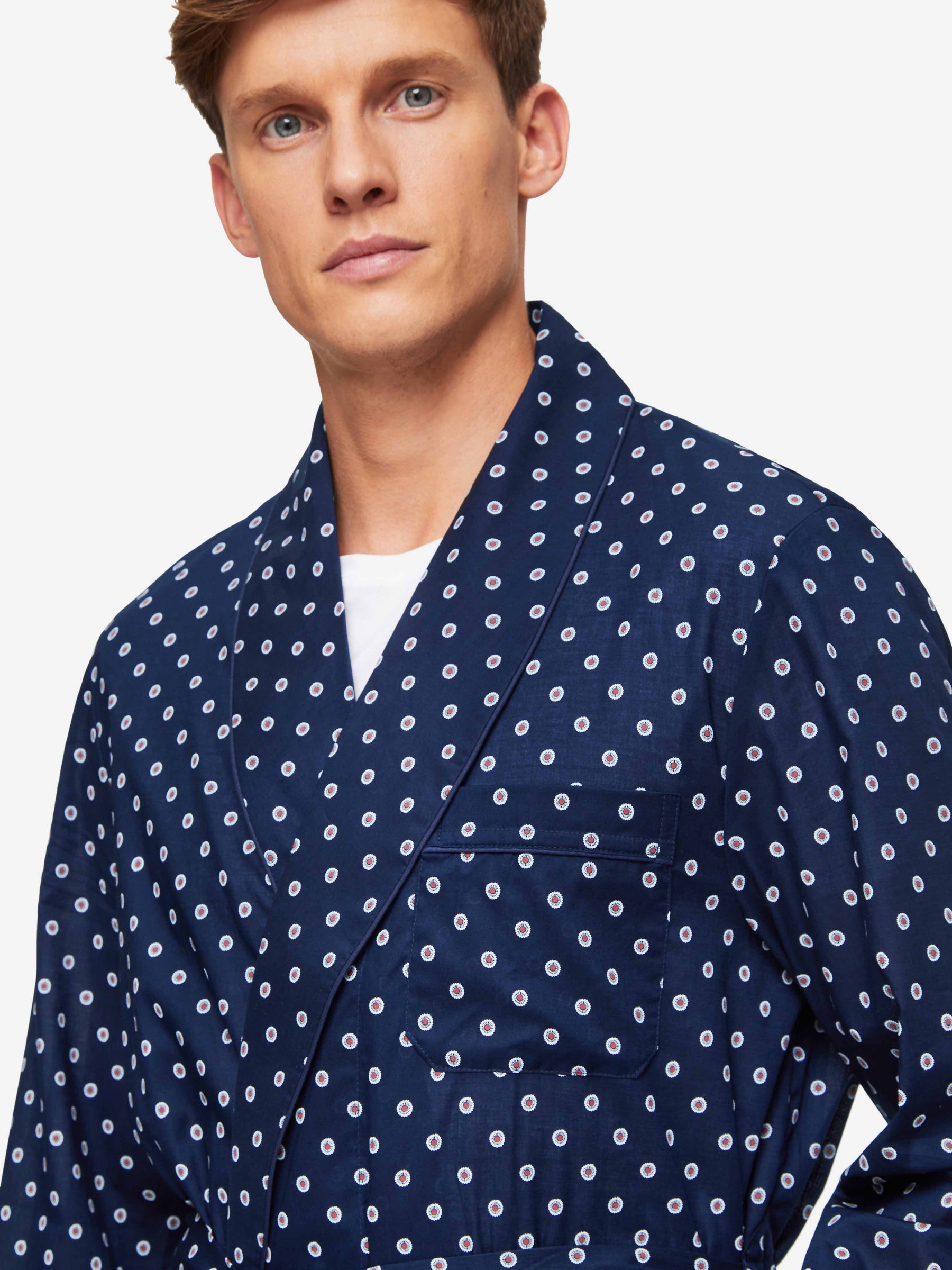 Men's Dressing Gown Nelson 93 Cotton Batiste Navy