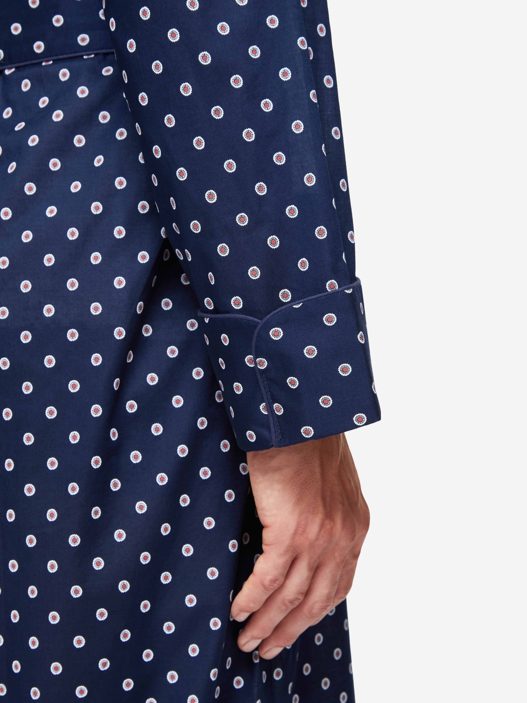 Men's Dressing Gown Nelson 93 Cotton Batiste Navy