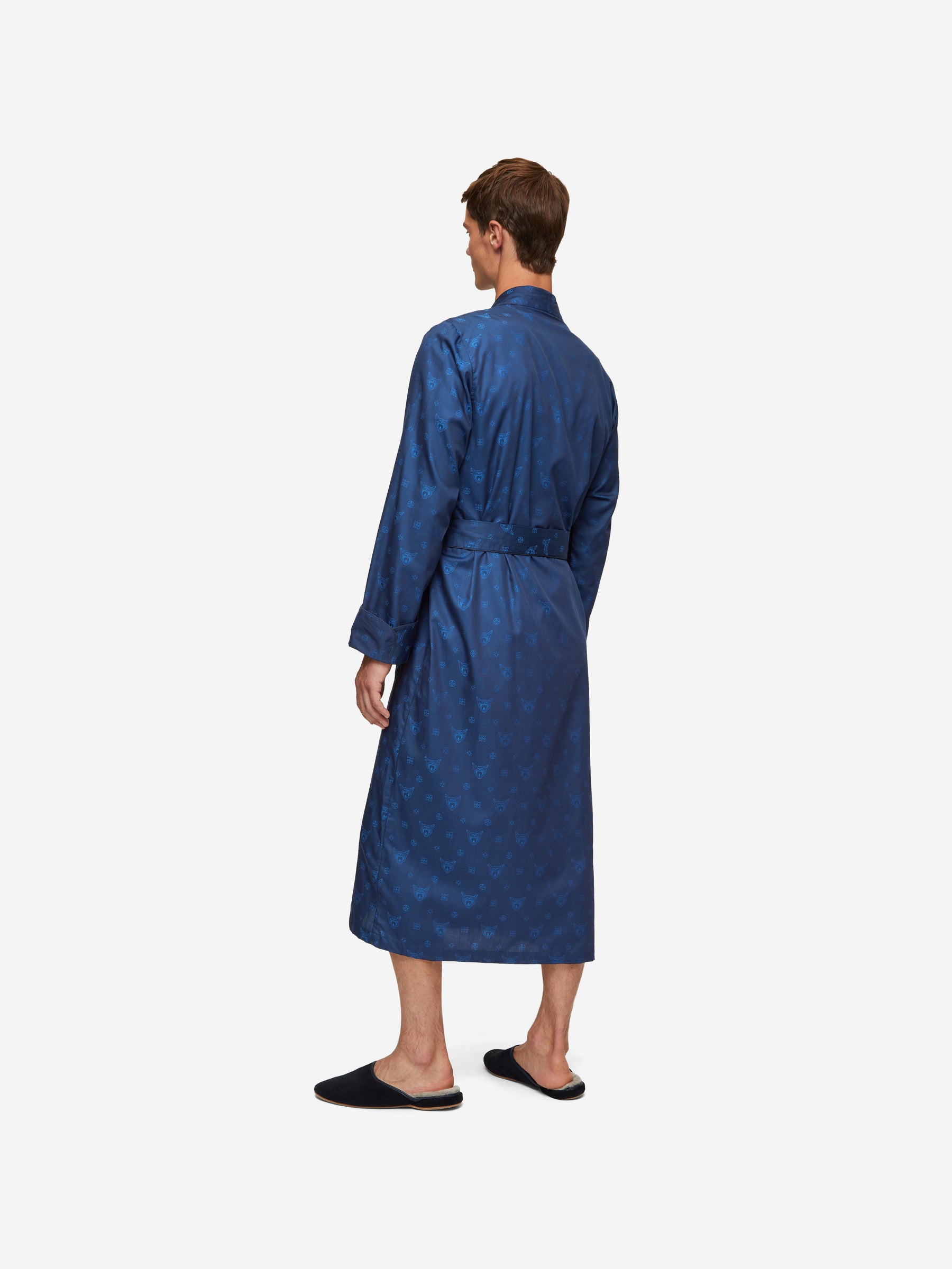 Men's Dressing Gown Paris 24 Cotton Jacquard Navy