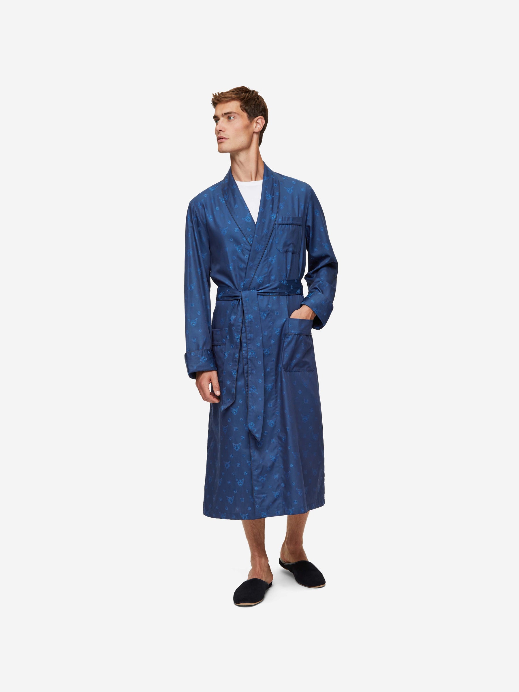 Men's Dressing Gown Paris 24 Cotton Jacquard Navy