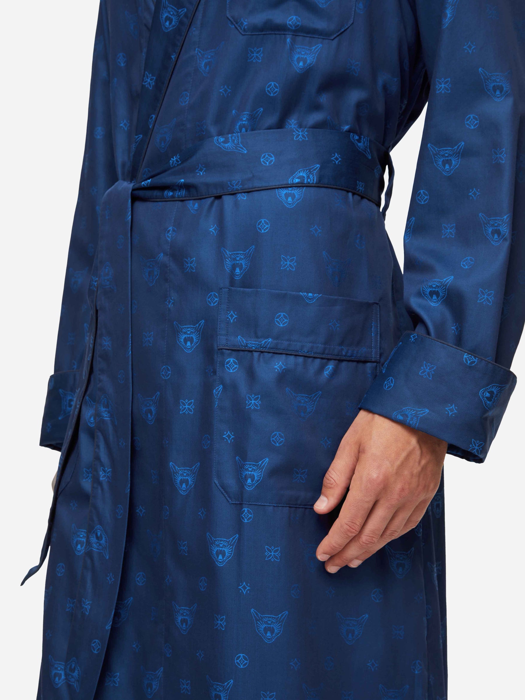 Men's Dressing Gown Paris 24 Cotton Jacquard Navy