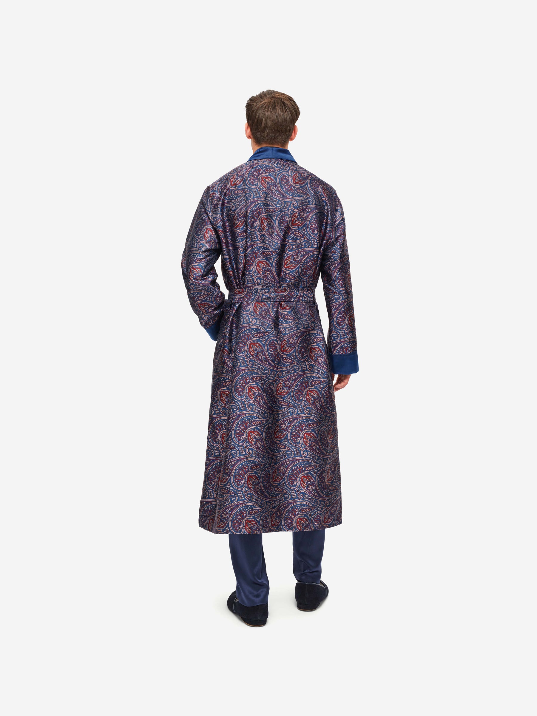 Men's Dressing Gown Verona 59 Silk Jacquard Navy