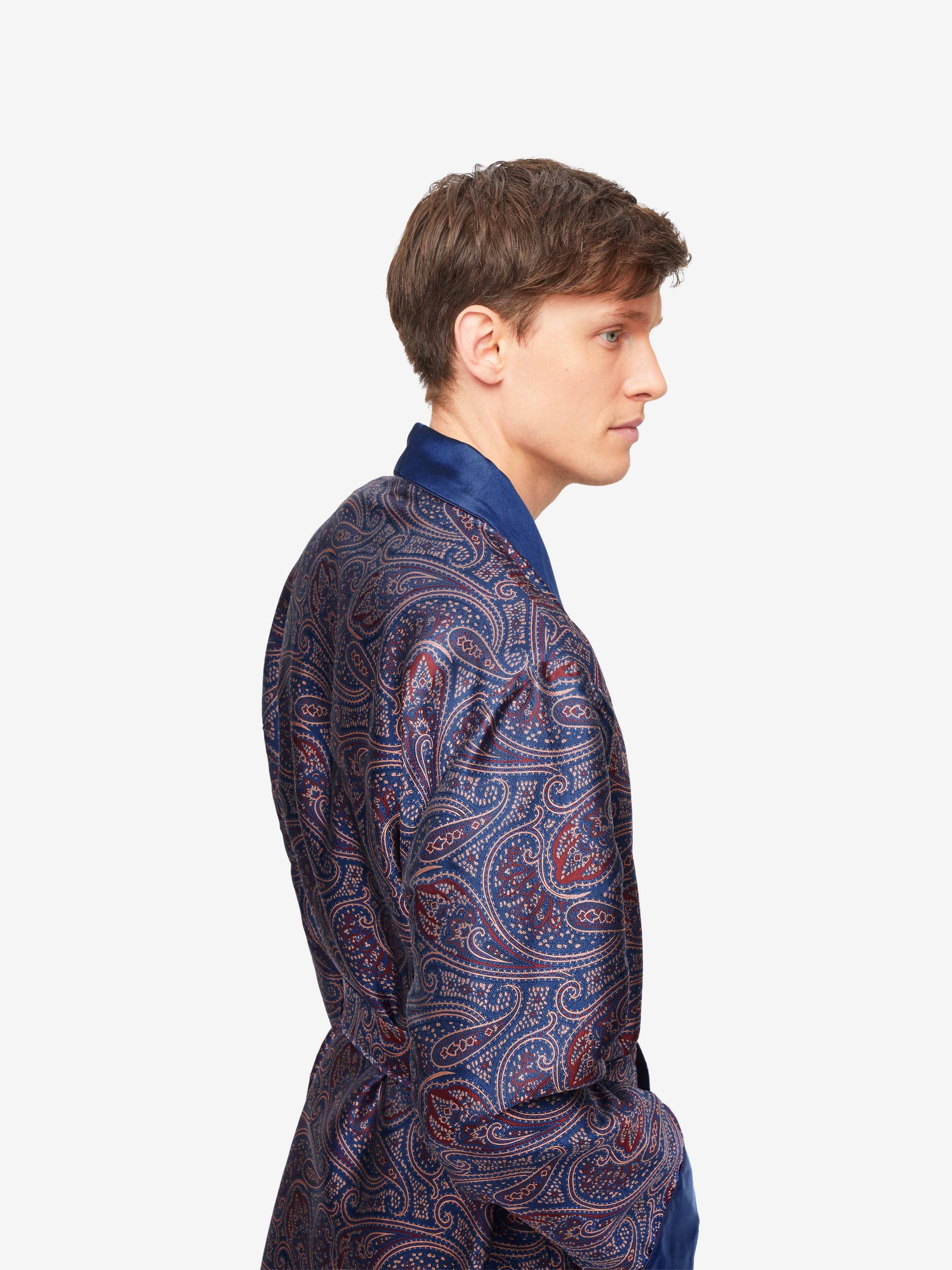 Men's Dressing Gown Verona 59 Silk Jacquard Navy