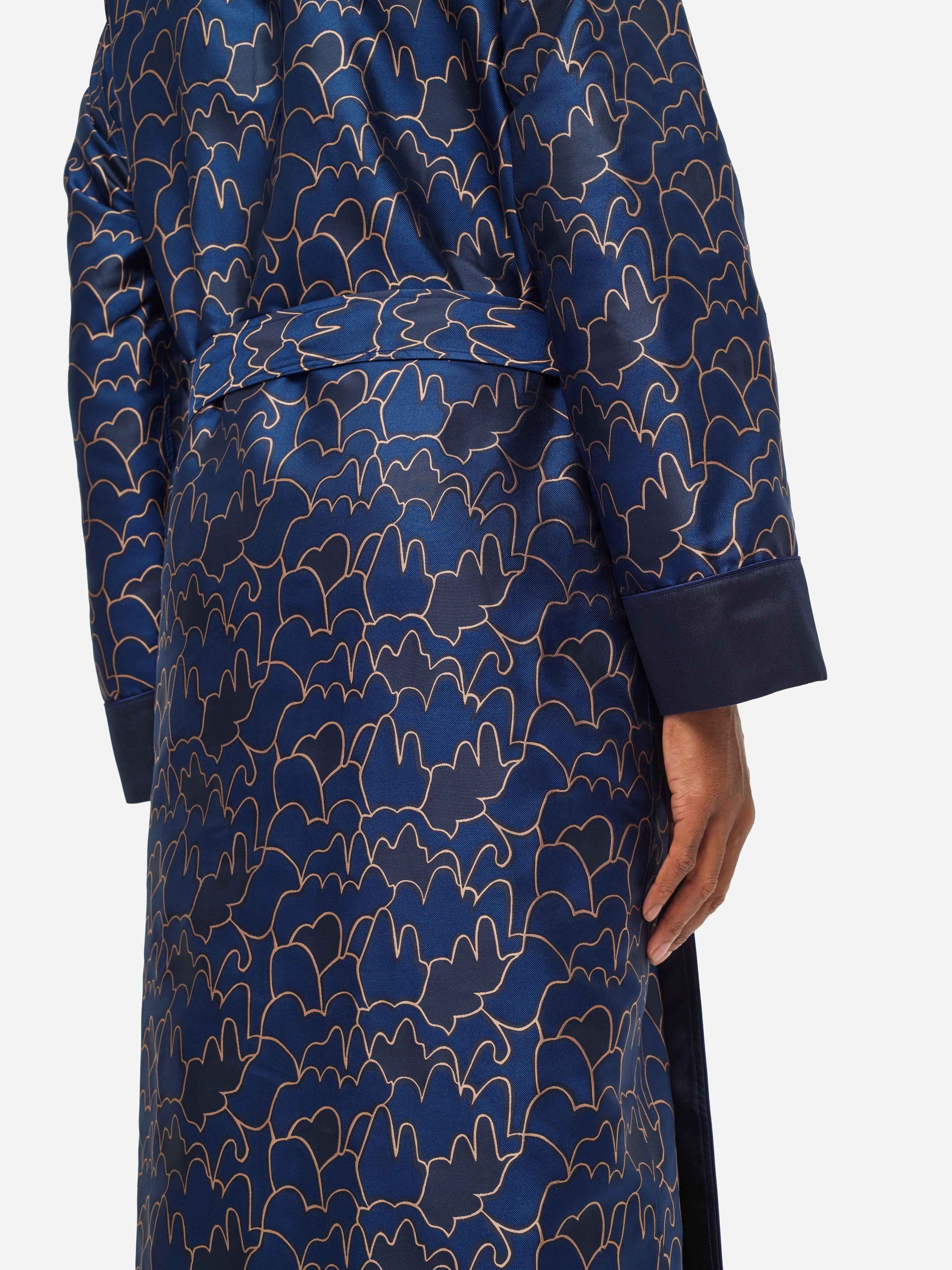 Men's Dressing Gown Verona 61 Silk Jacquard Navy