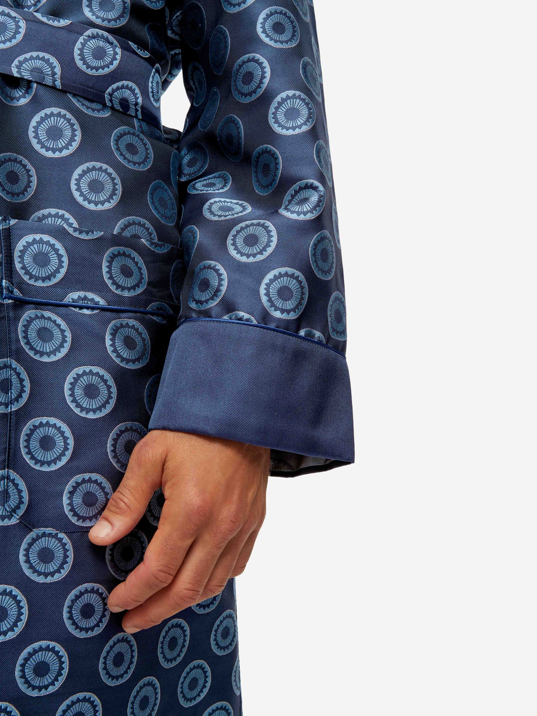 Men's Dressing Gown Verona 62 Silk Jacquard Navy