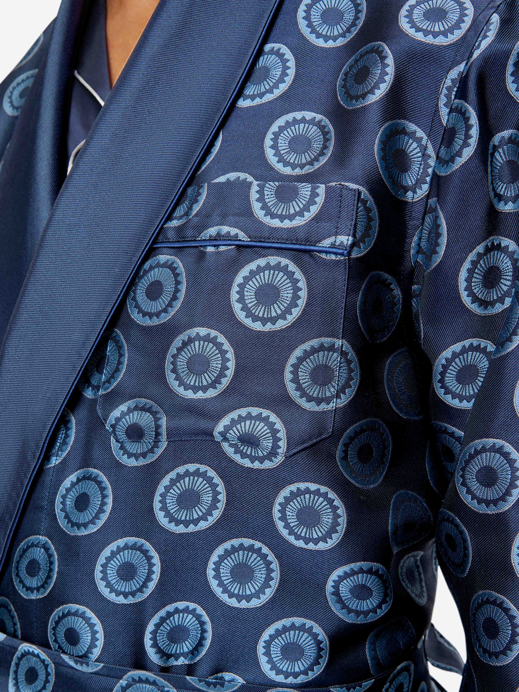 Men's Dressing Gown Verona 62 Silk Jacquard Navy