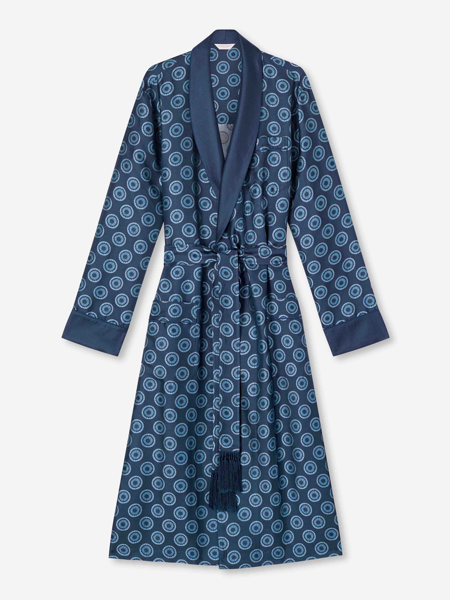 Men's Dressing Gown Verona 62 Silk Jacquard Navy