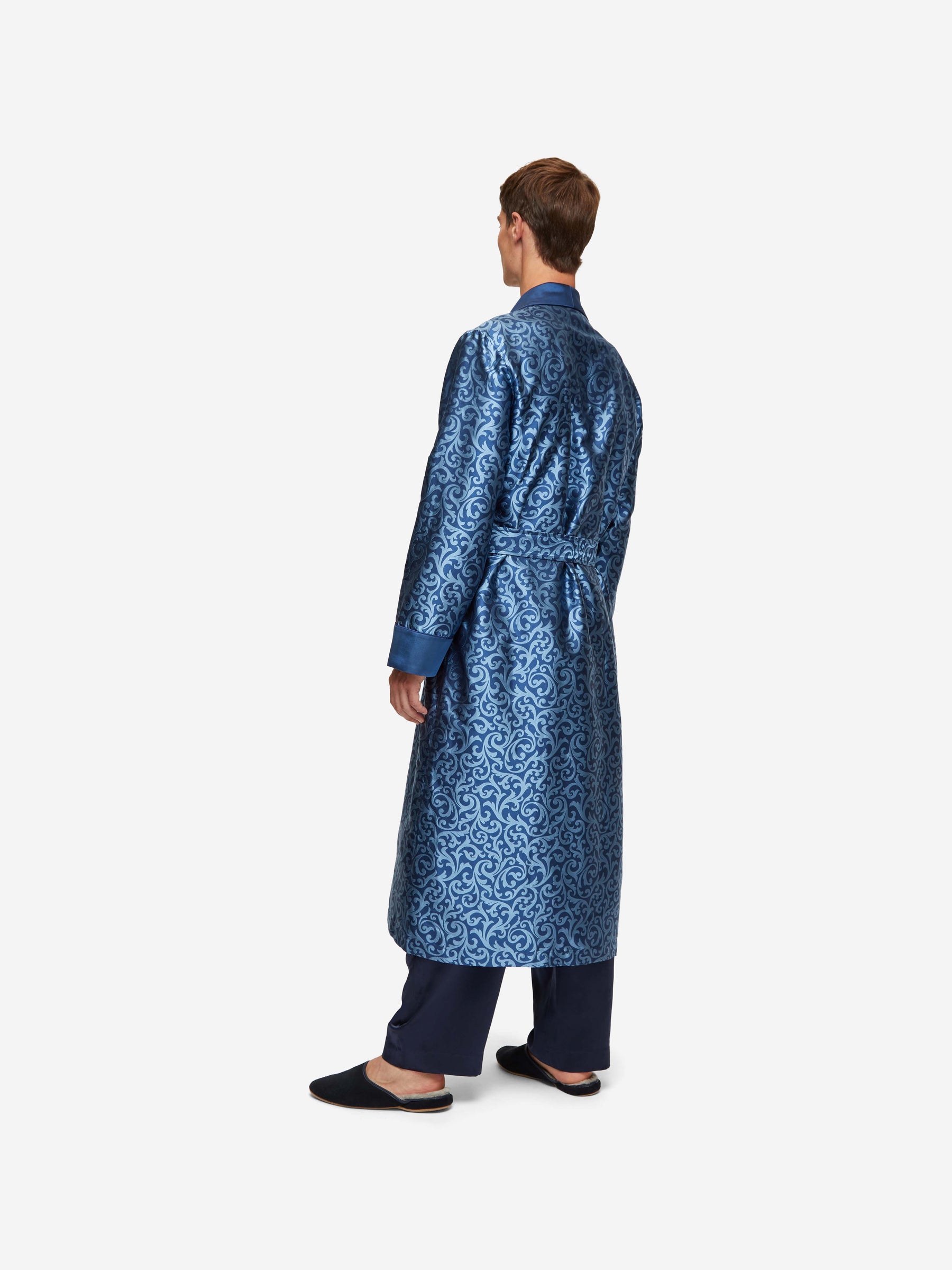 Men's Dressing Gown Verona 63 Silk Jacquard Navy