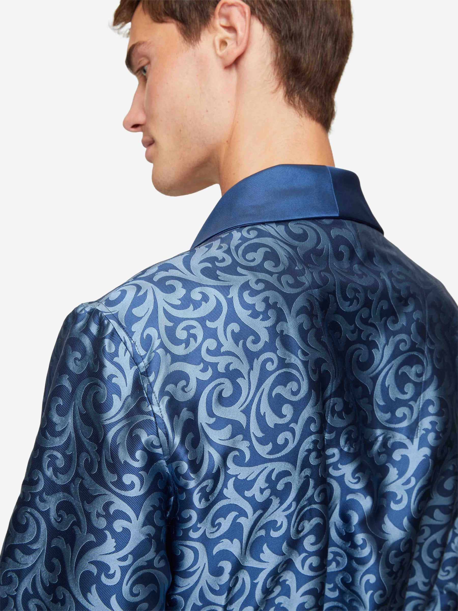 Men's Dressing Gown Verona 63 Silk Jacquard Navy